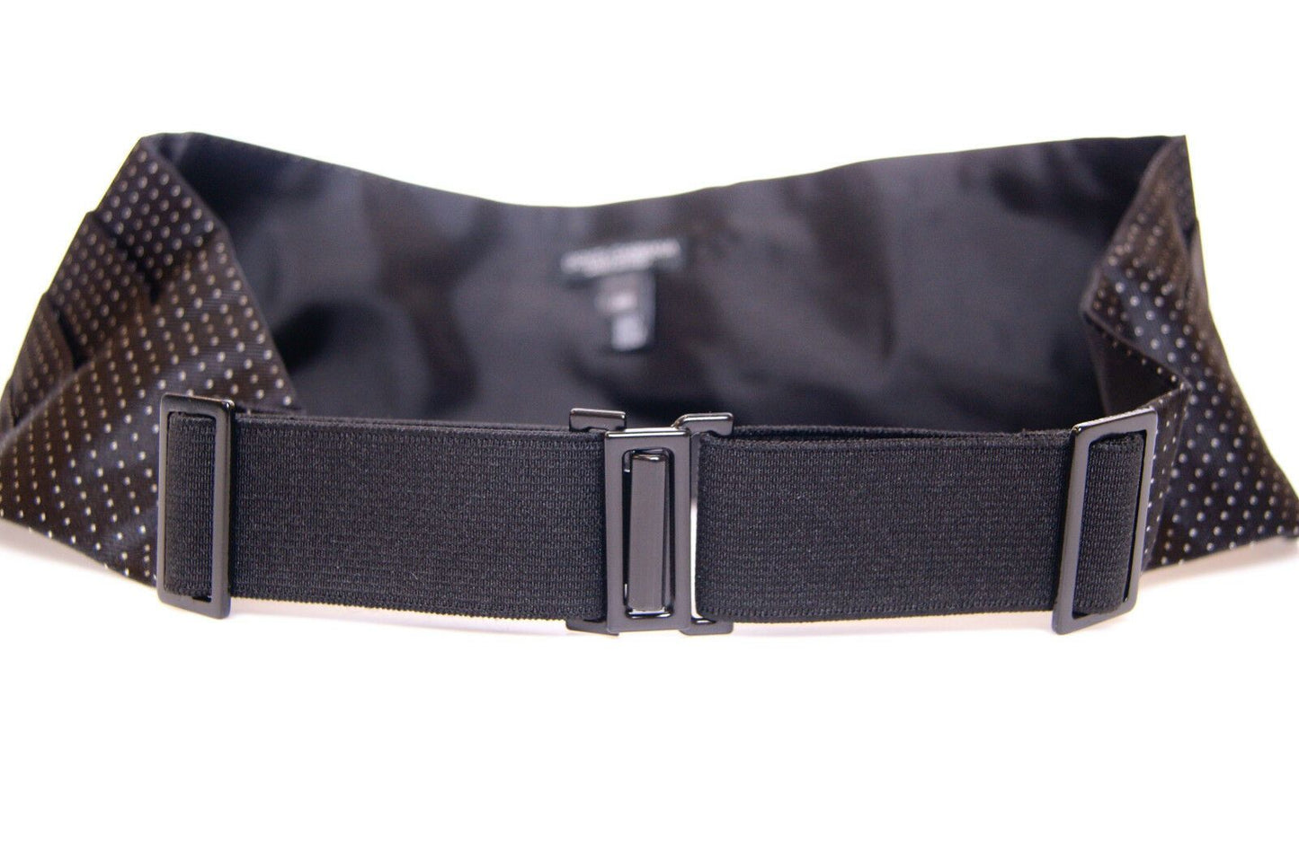 - Elegant Black Silk Cummerbund with Polka Dots