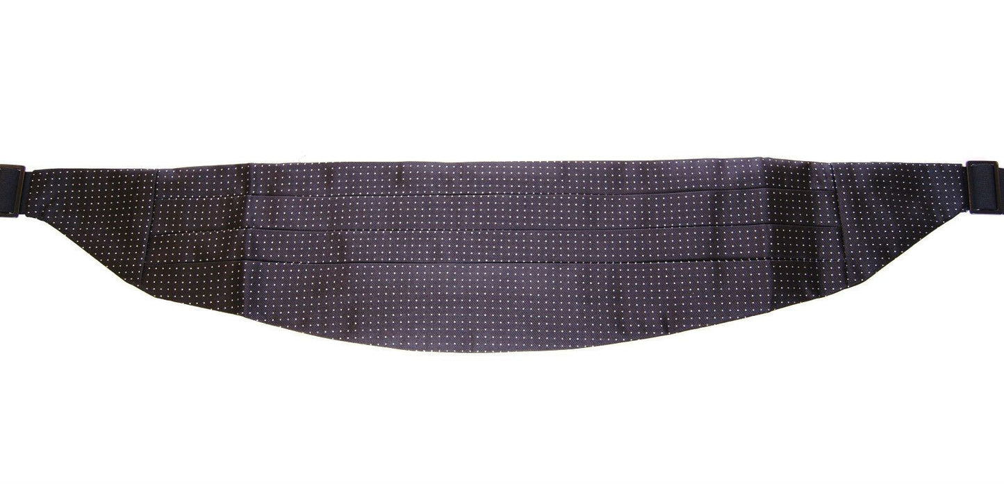 - Elegant Black Silk Cummerbund with Polka Dots