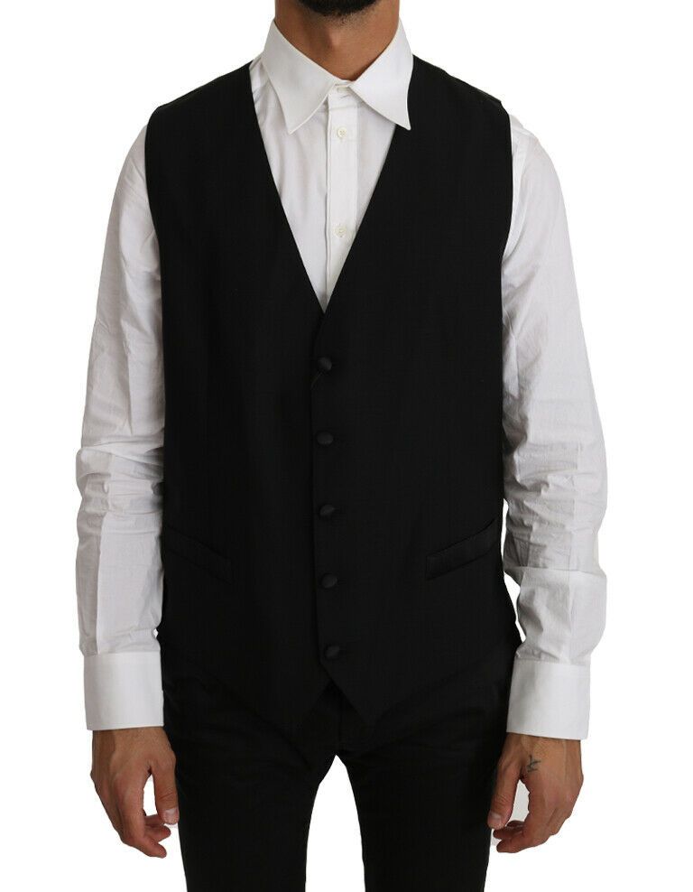 - Elegant Black Formal Wool Blend Vest