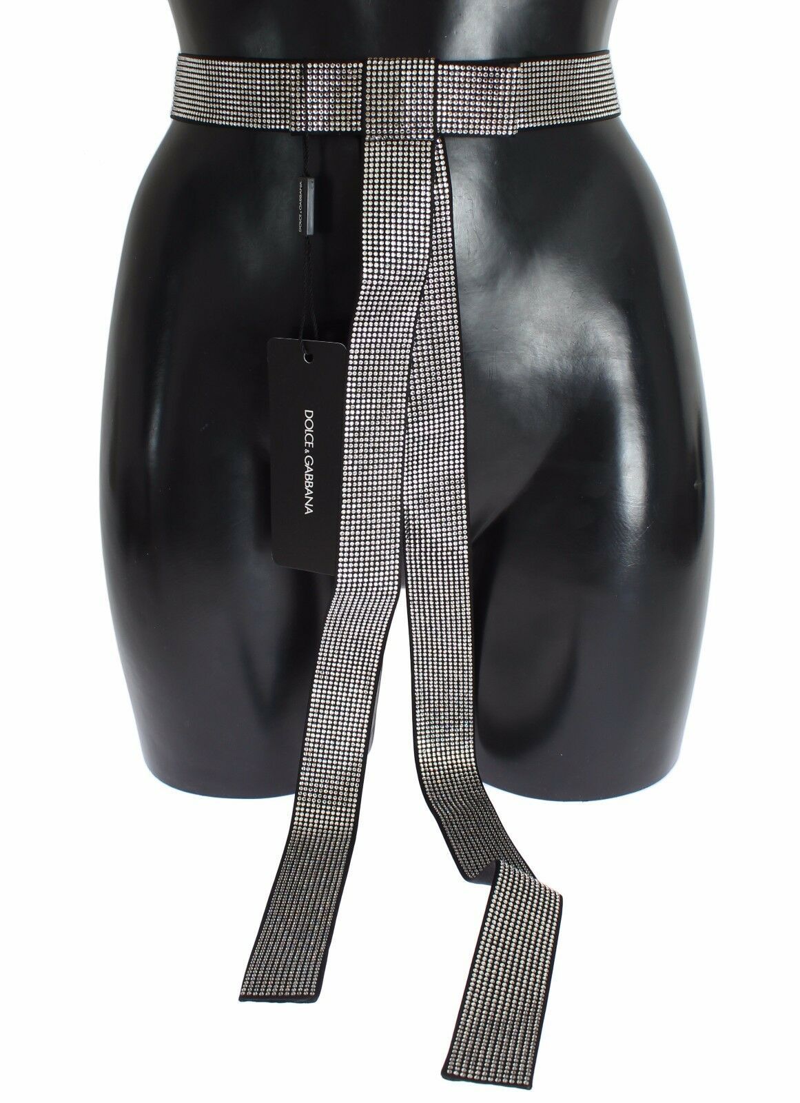 - Black Silk Crystal Bow Waist Belt Elegance