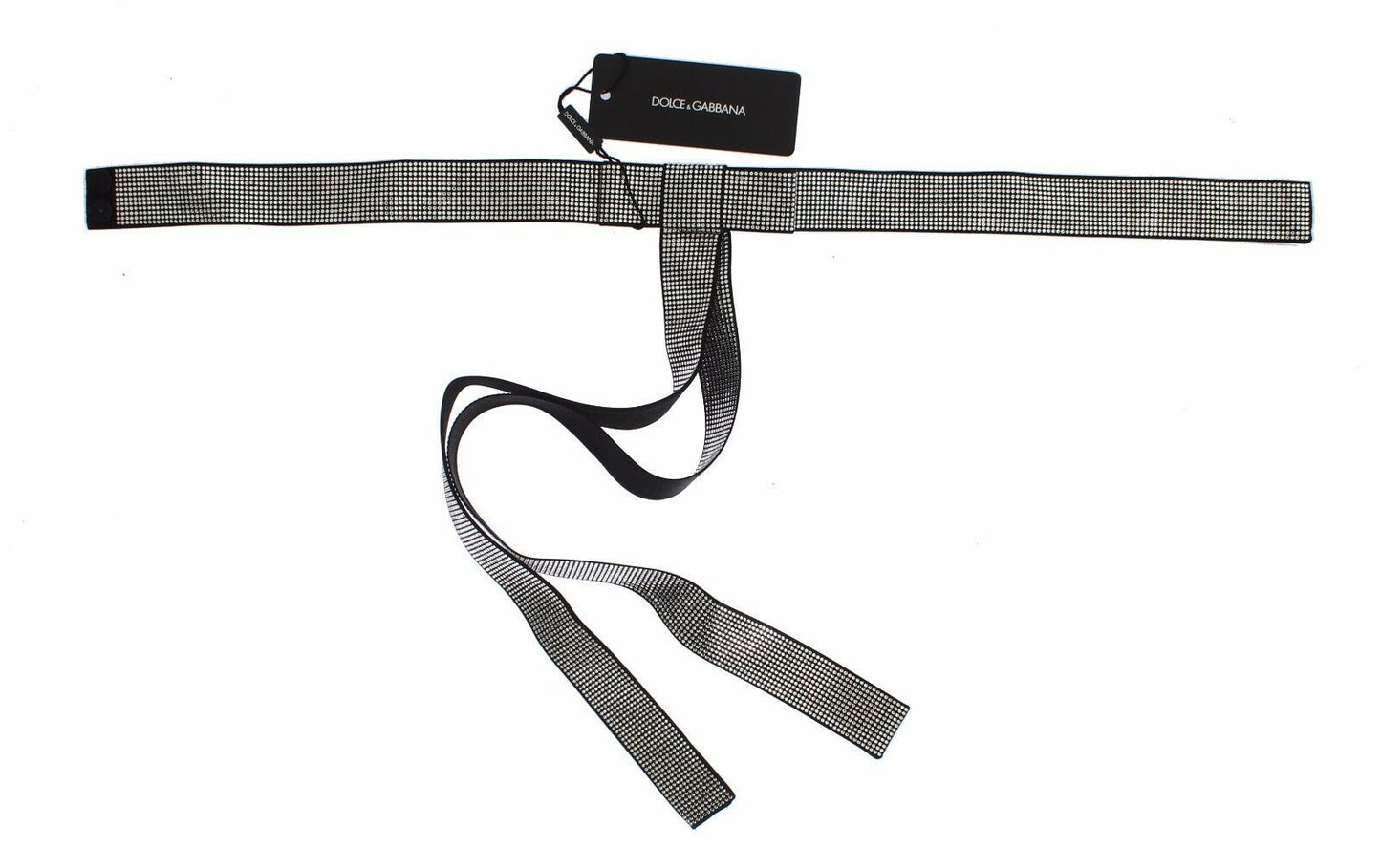 - Black Silk Crystal Bow Waist Belt Elegance