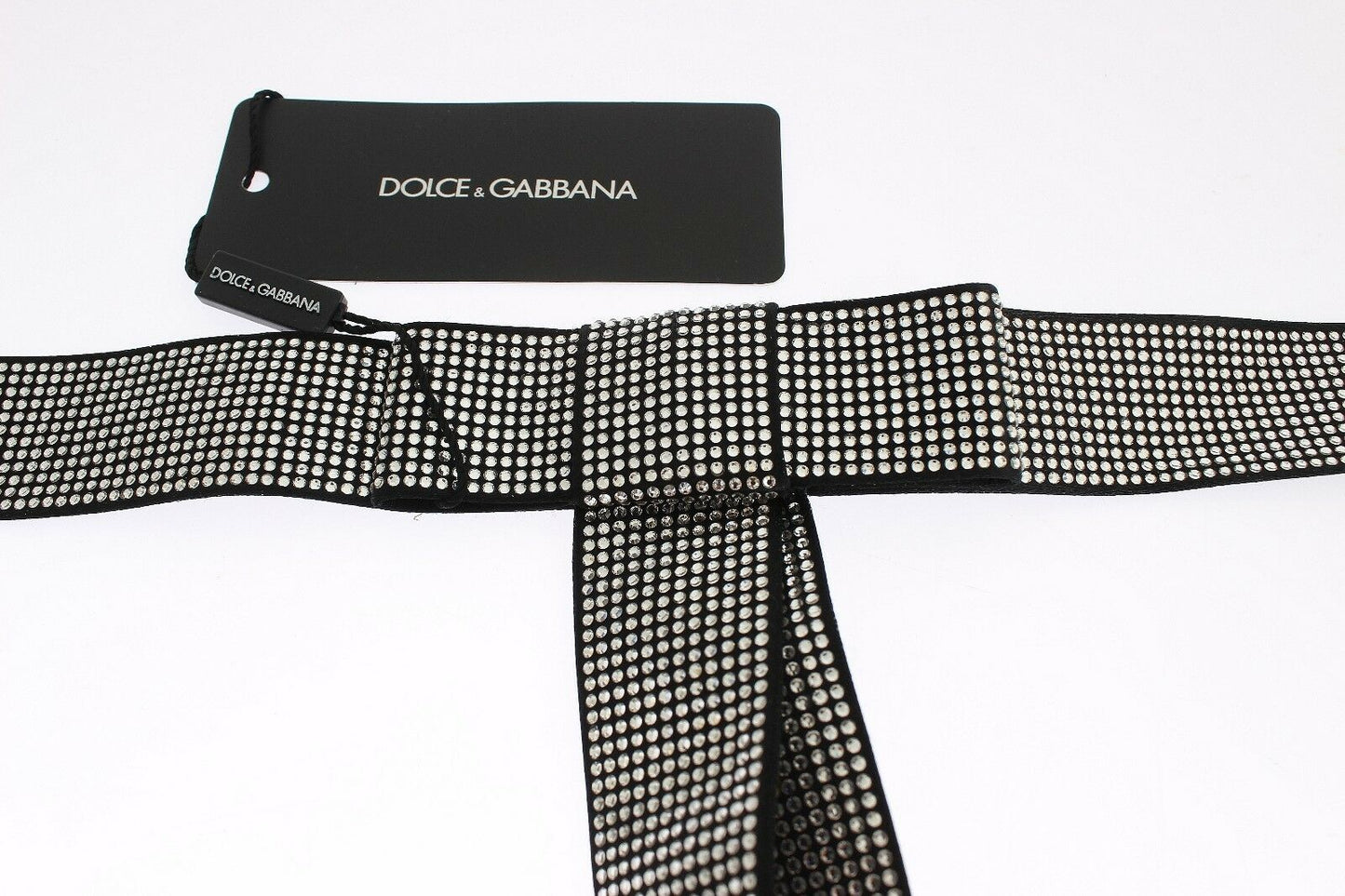 - Black Silk Crystal Bow Waist Belt Elegance