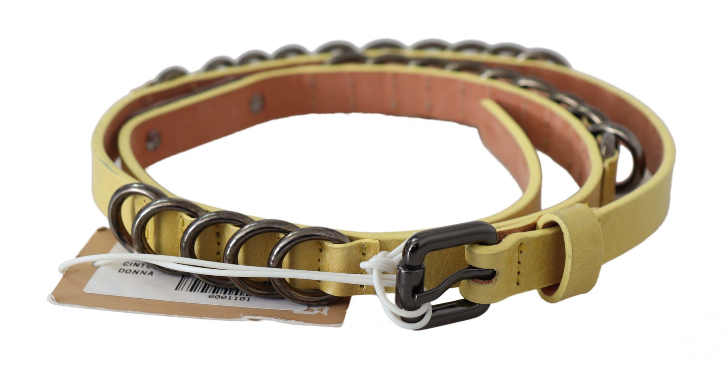 - Chic Yellow Leather Skinny Belt