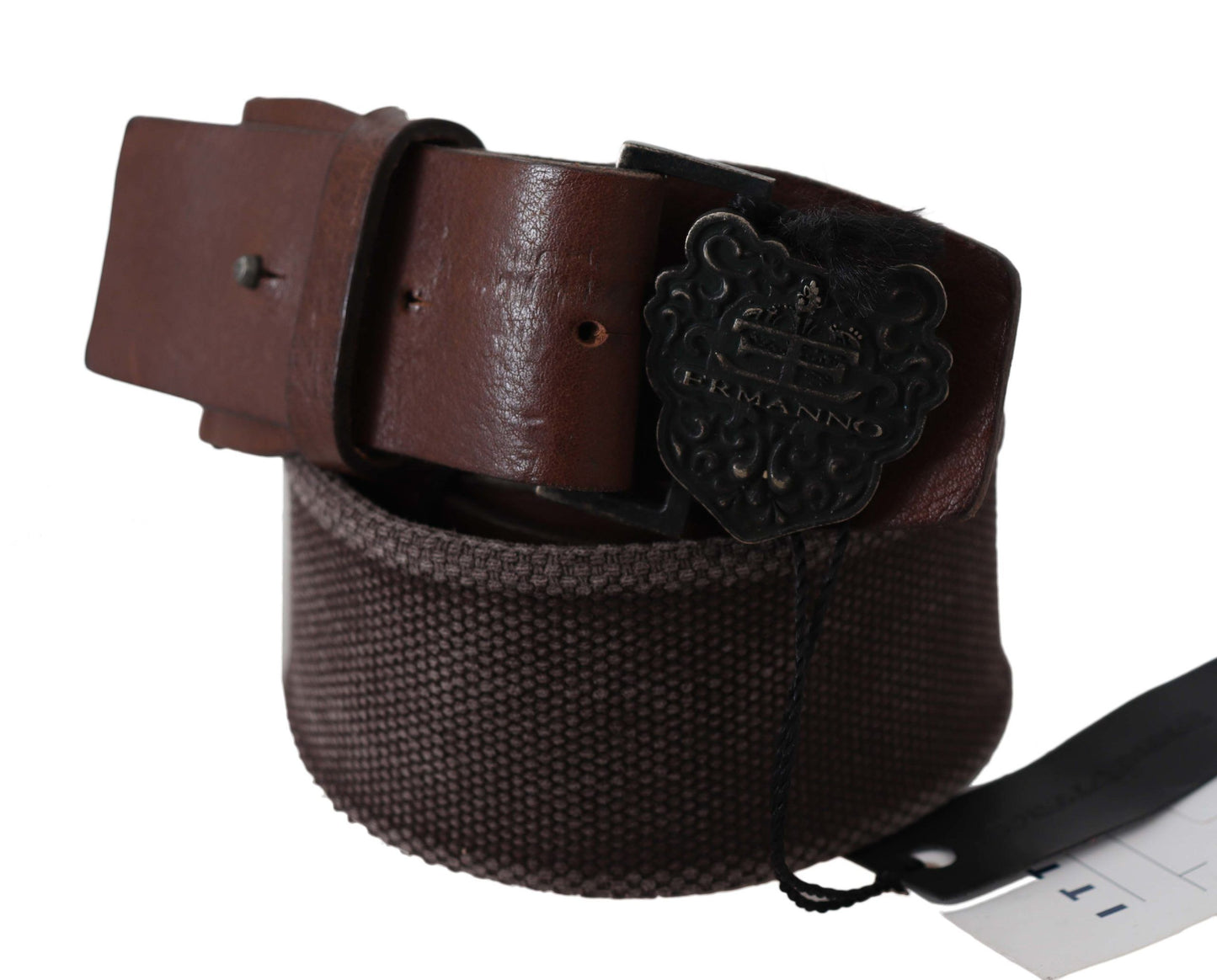 - Classic Dark Brown Leather Belt with Logo Buckle