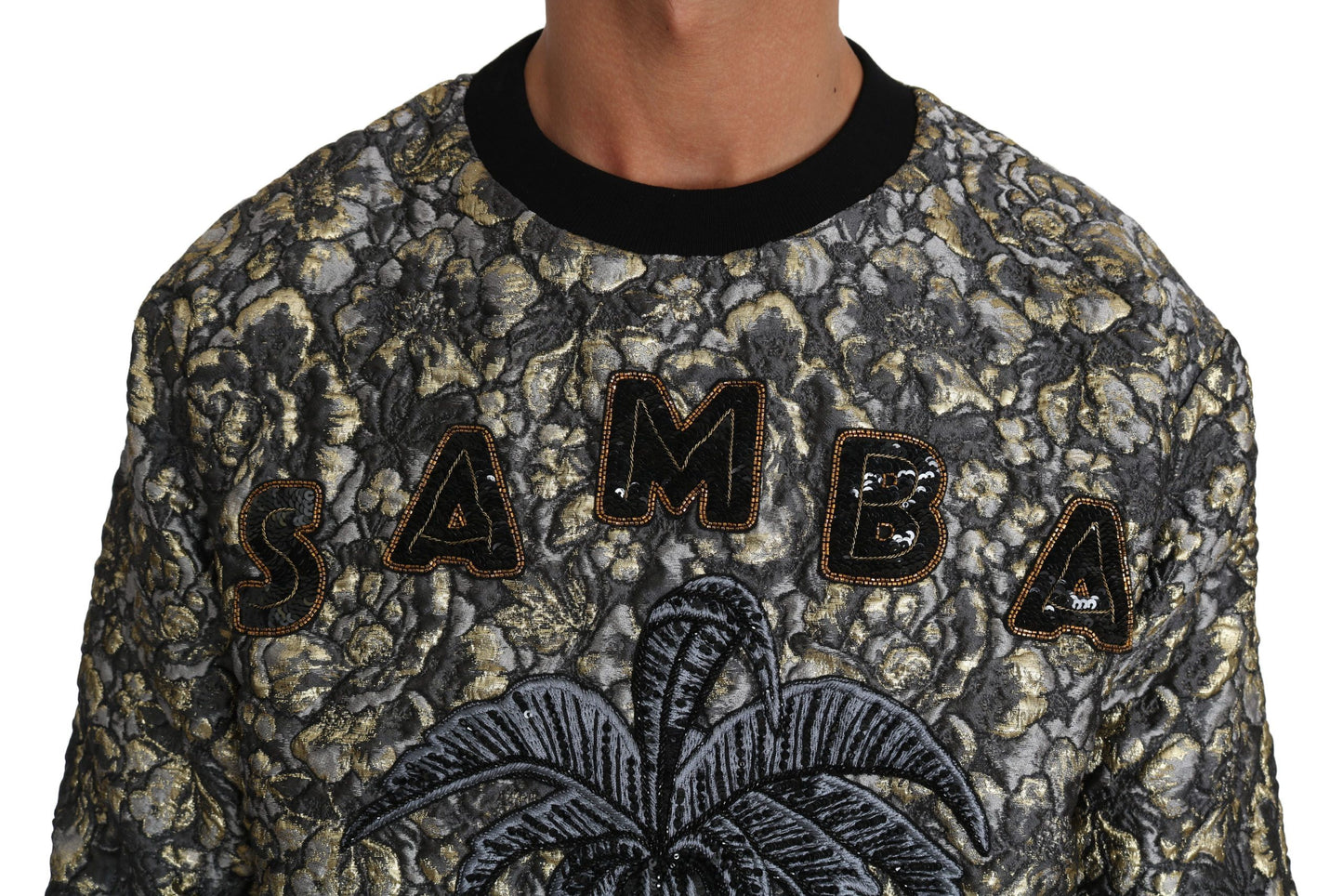 - Samba Jacquard Palm Crewneck Sweater
