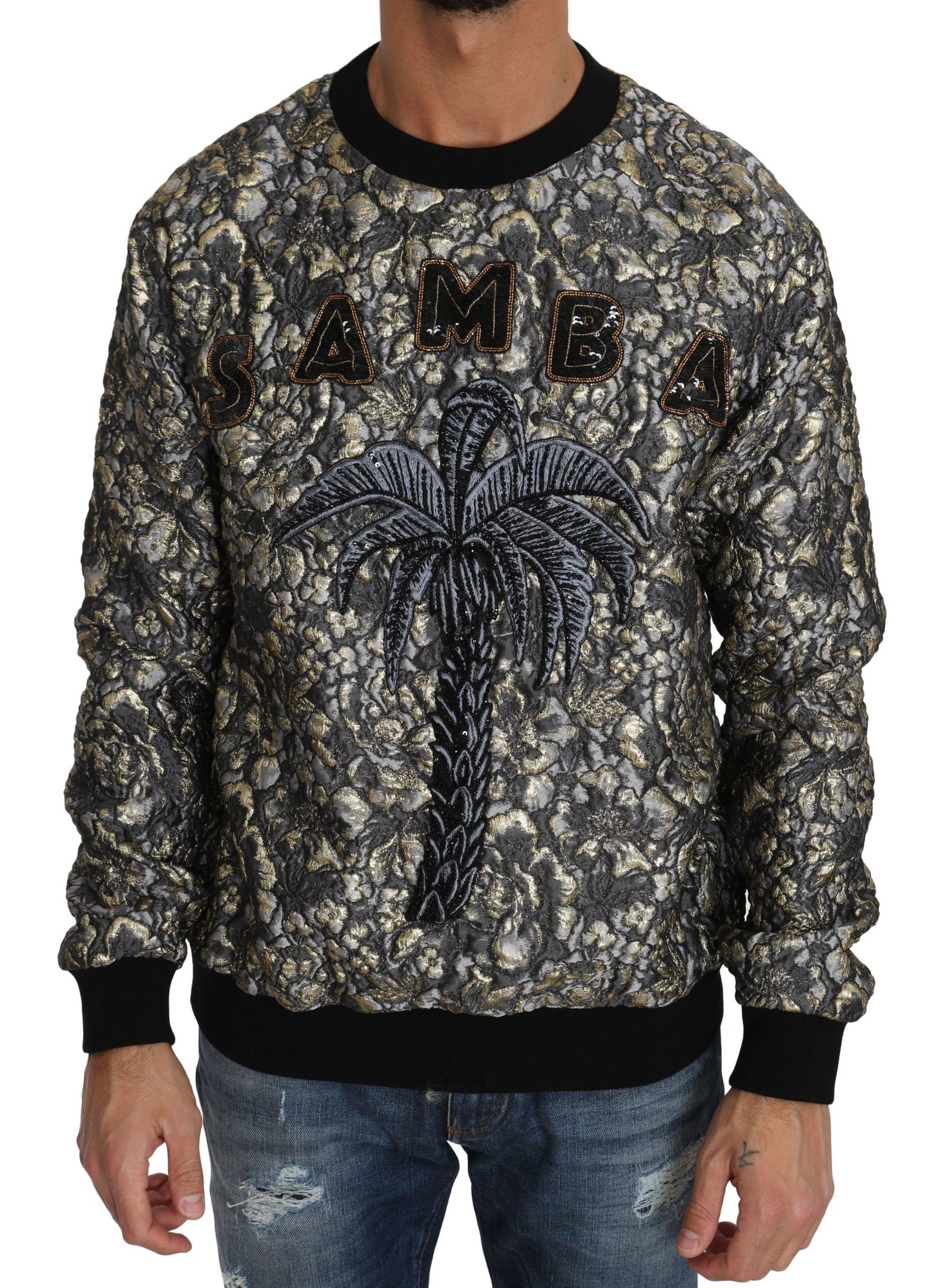 - Samba Jacquard Palm Crewneck Sweater