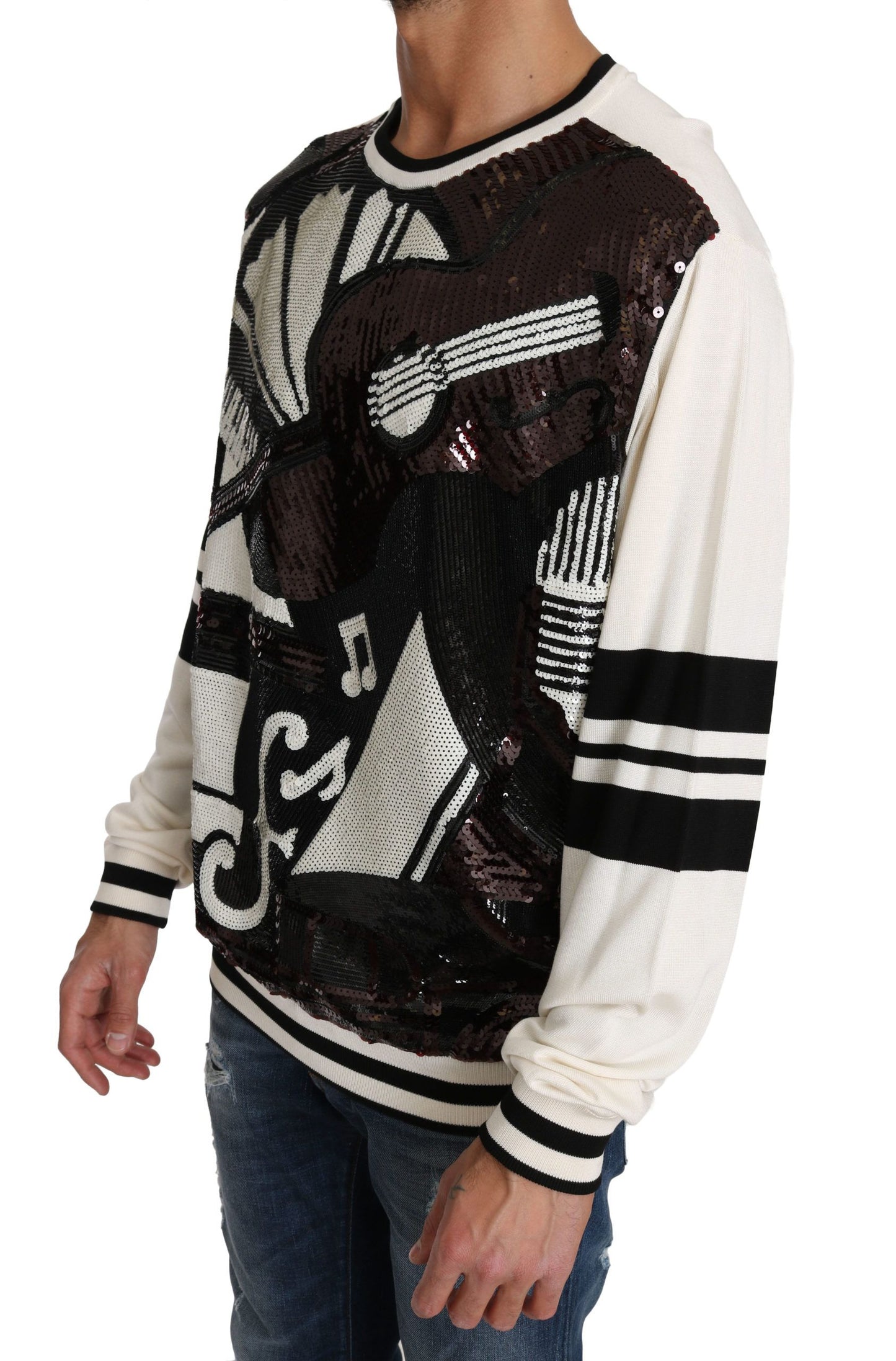 - New York Jazz Sequined Silk Sweater