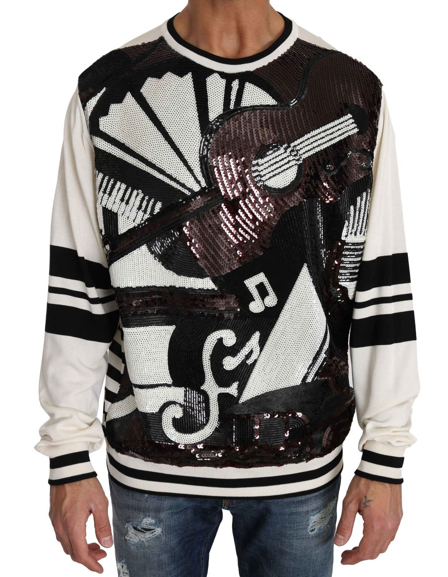 - New York Jazz Sequined Silk Sweater