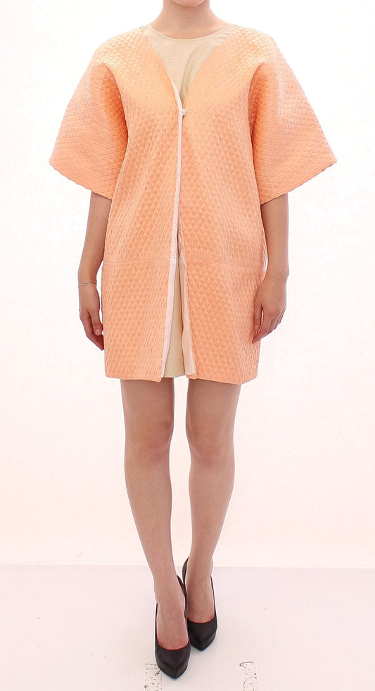 - Chic Pink Silk-Blend Short Sleeve Coat