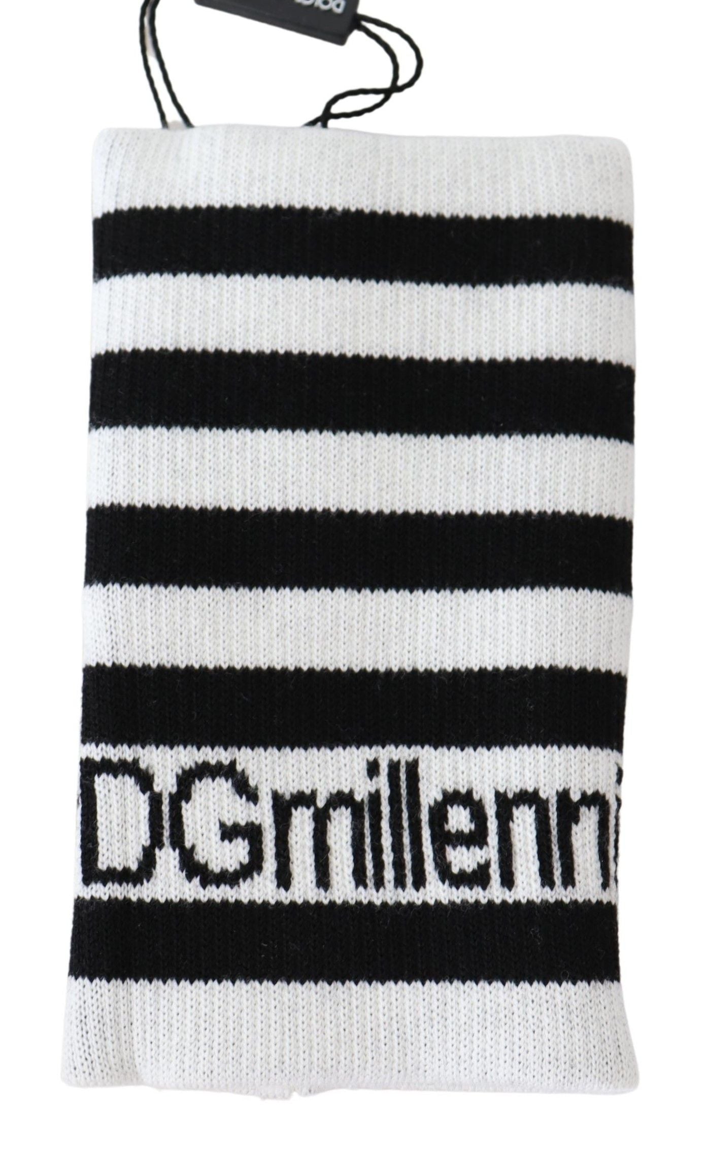 - Elegant Black & White Wool Blend Wrist Wrap