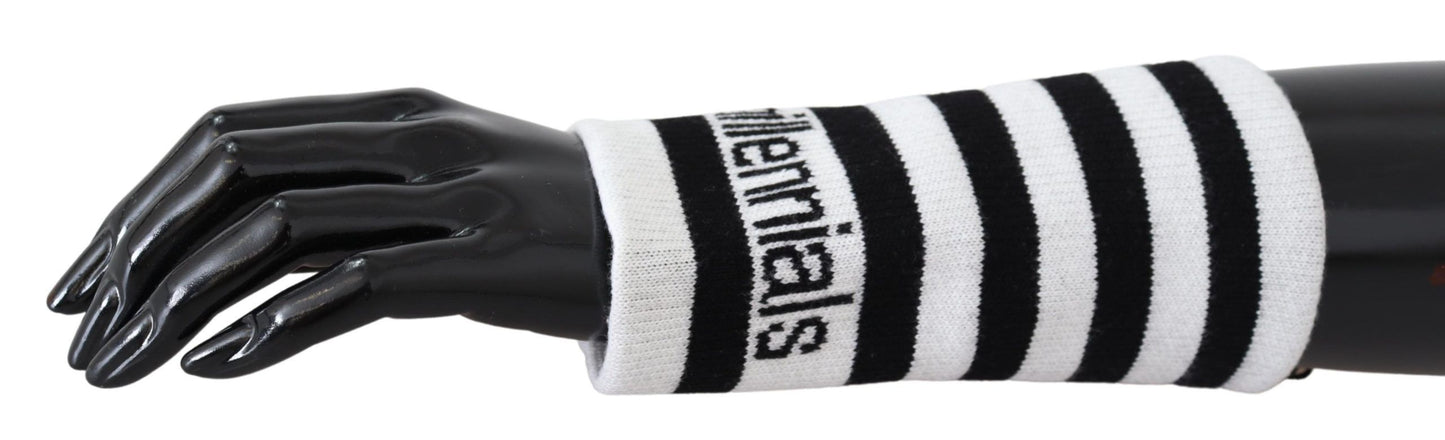 - Elegant Black & White Wool Blend Wrist Wrap