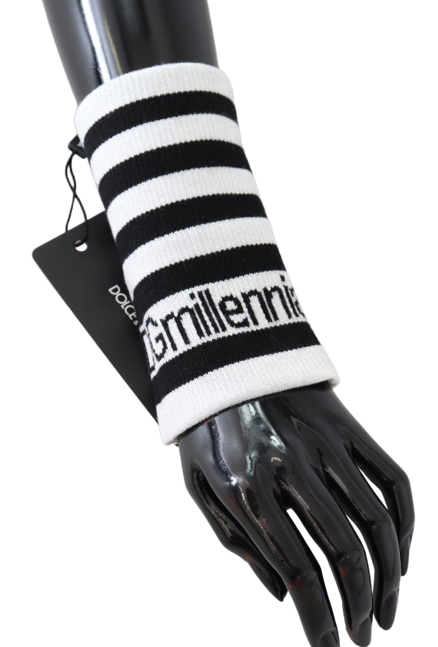 - Elegant Black & White Wool Blend Wrist Wrap