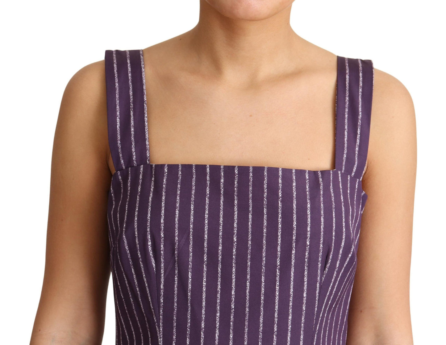 - Elegant Sleeveless A-Line Purple Stripe Dress