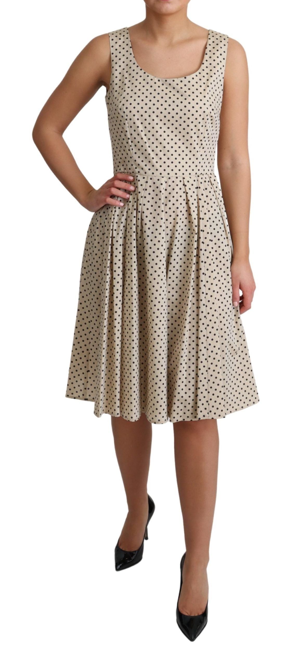- Elegant Polka Dot Sleeveless A-Line Dress