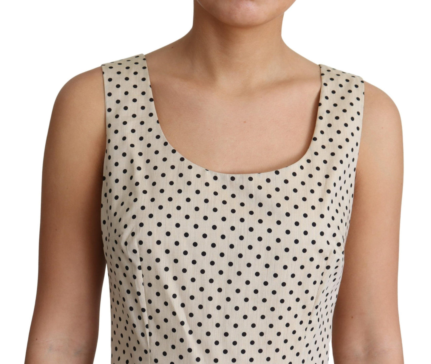 - Elegant Polka Dot Sleeveless A-Line Dress