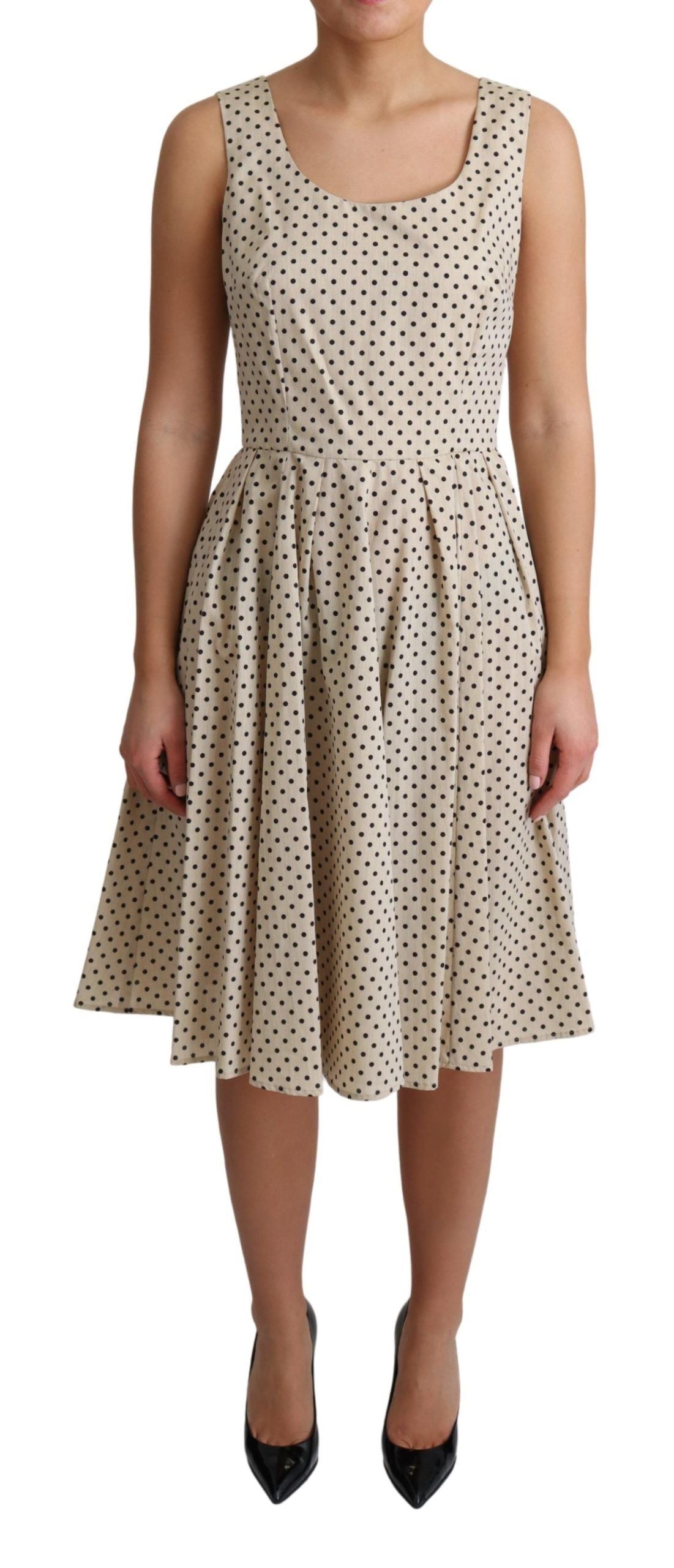 - Elegant Polka Dot Sleeveless A-Line Dress