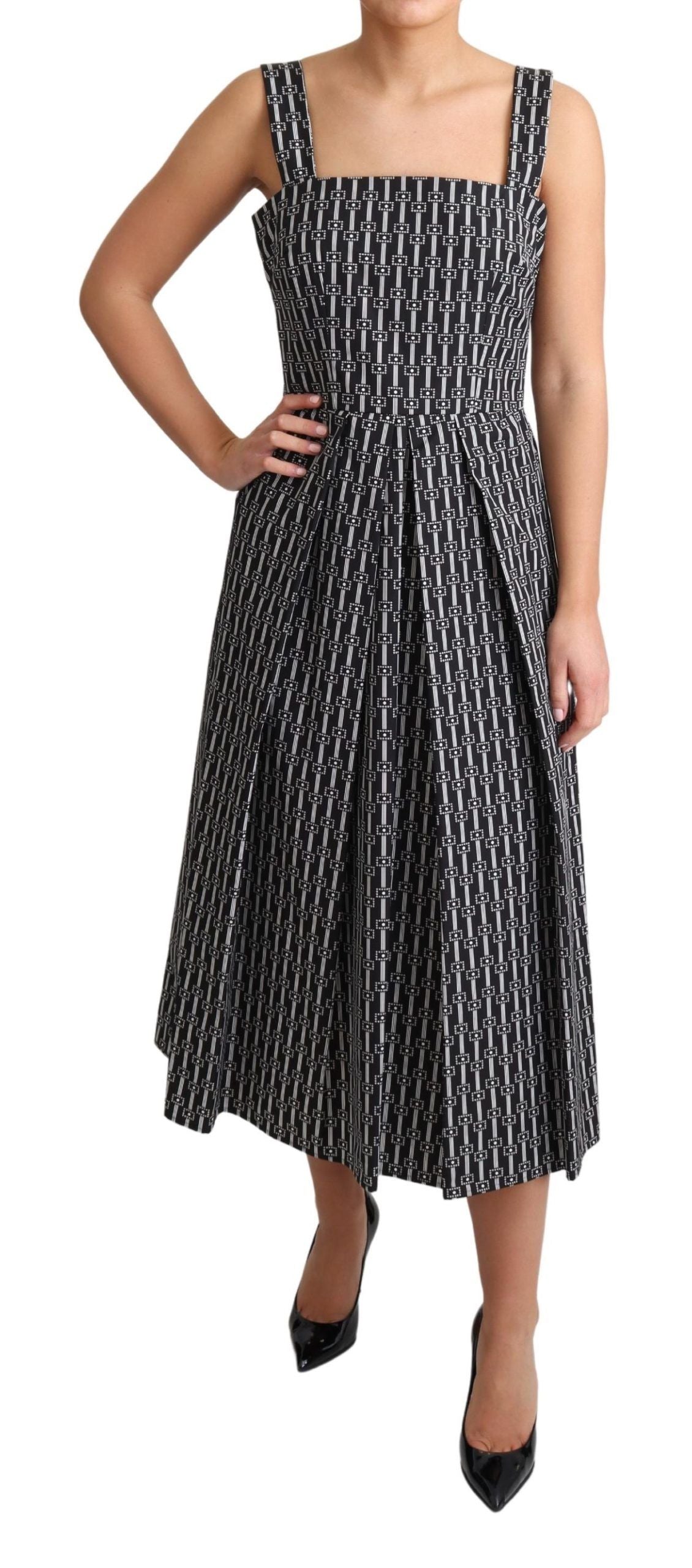 - Elegant Sleeveless Geometric A-line Dress