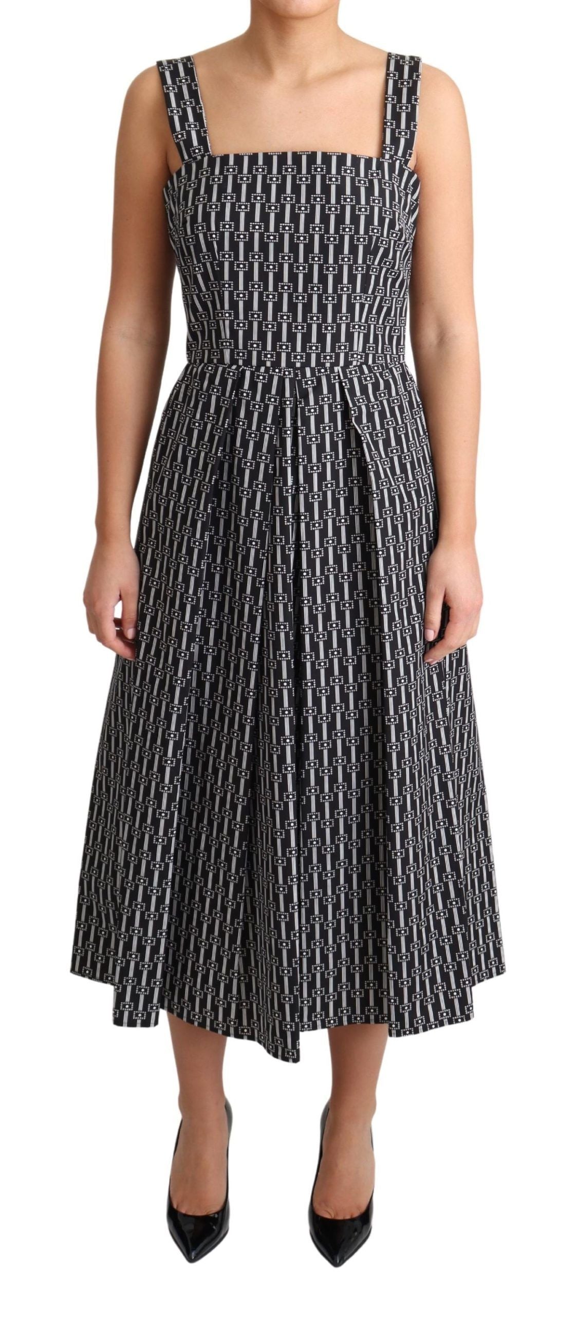 - Elegant Sleeveless Geometric A-line Dress