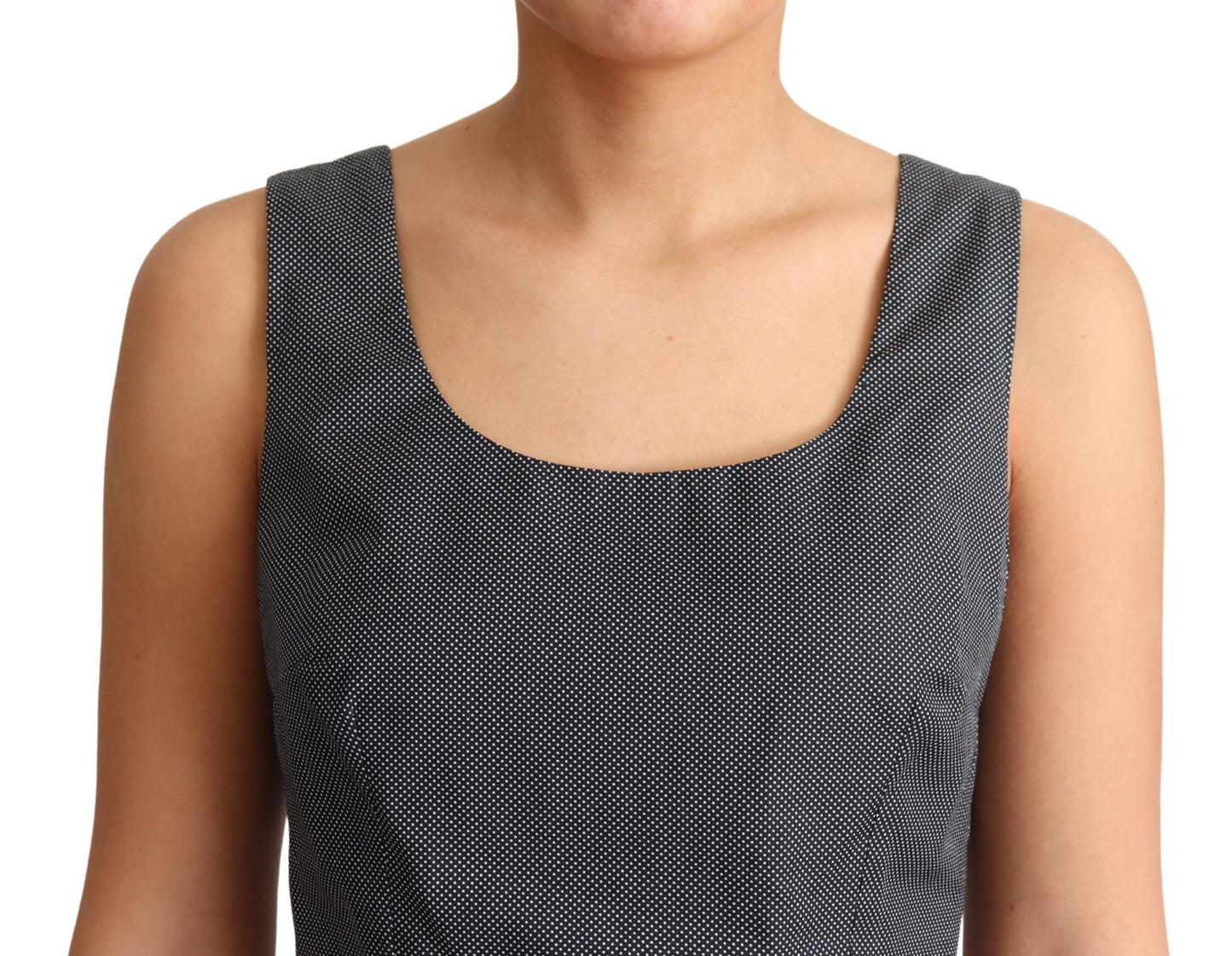- Elegant Sleeveless Polka Dot A-Line Dress