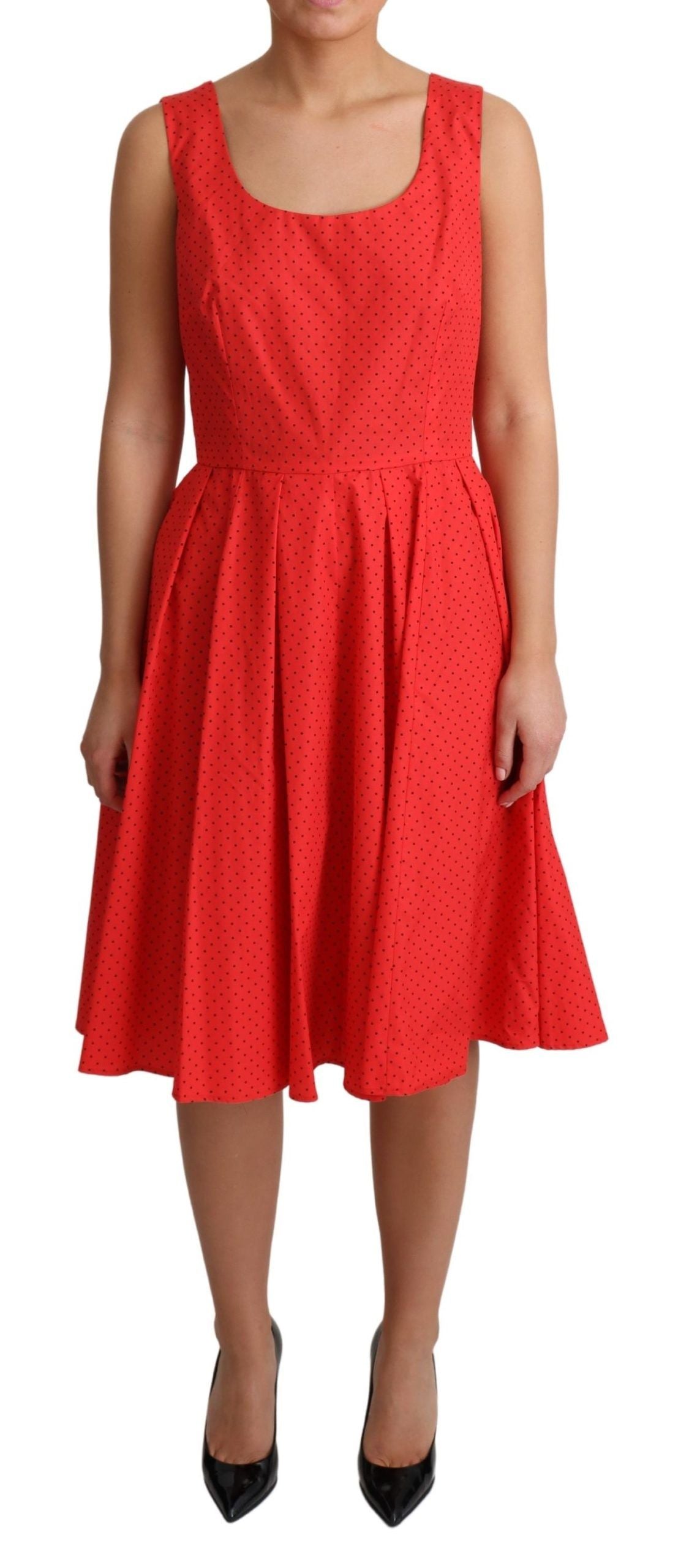 - Elegant Polka Dotted A-Line Sleeveless Dress