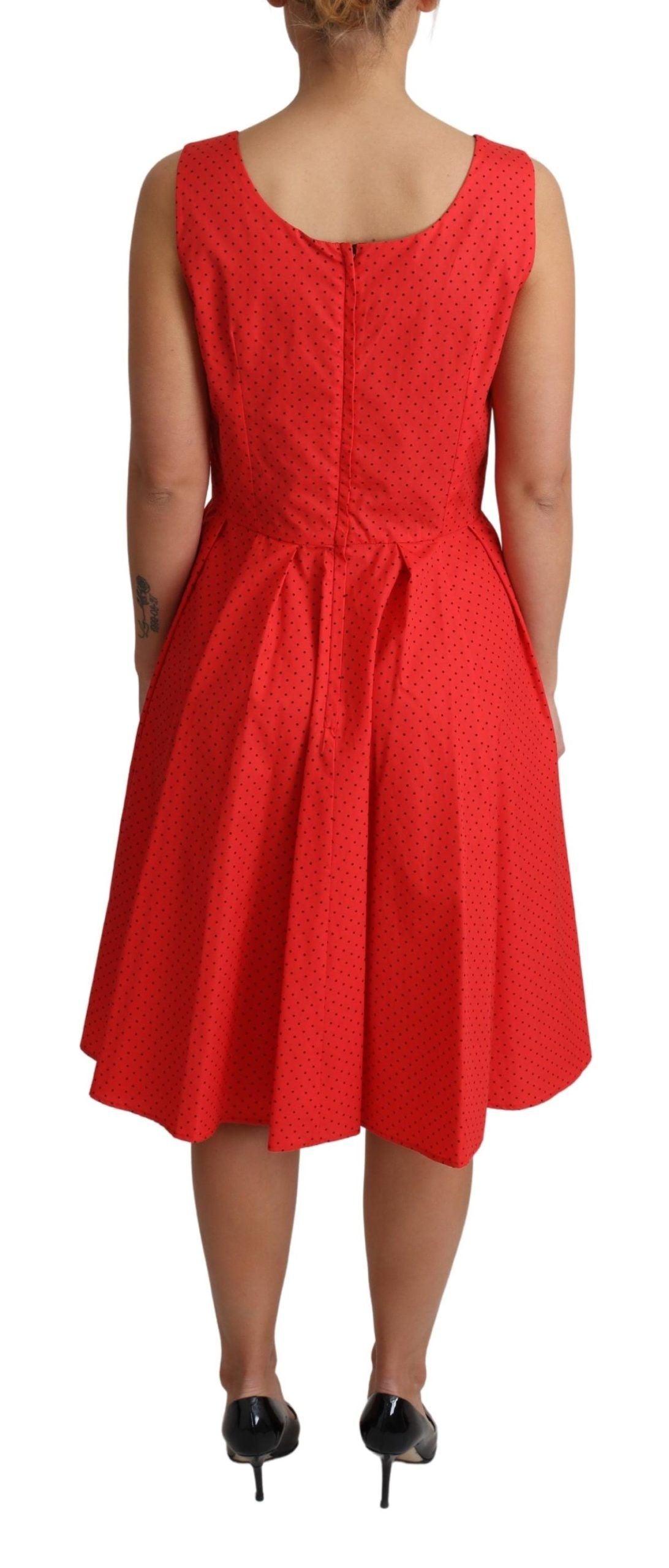 - Elegant Polka Dotted A-Line Sleeveless Dress