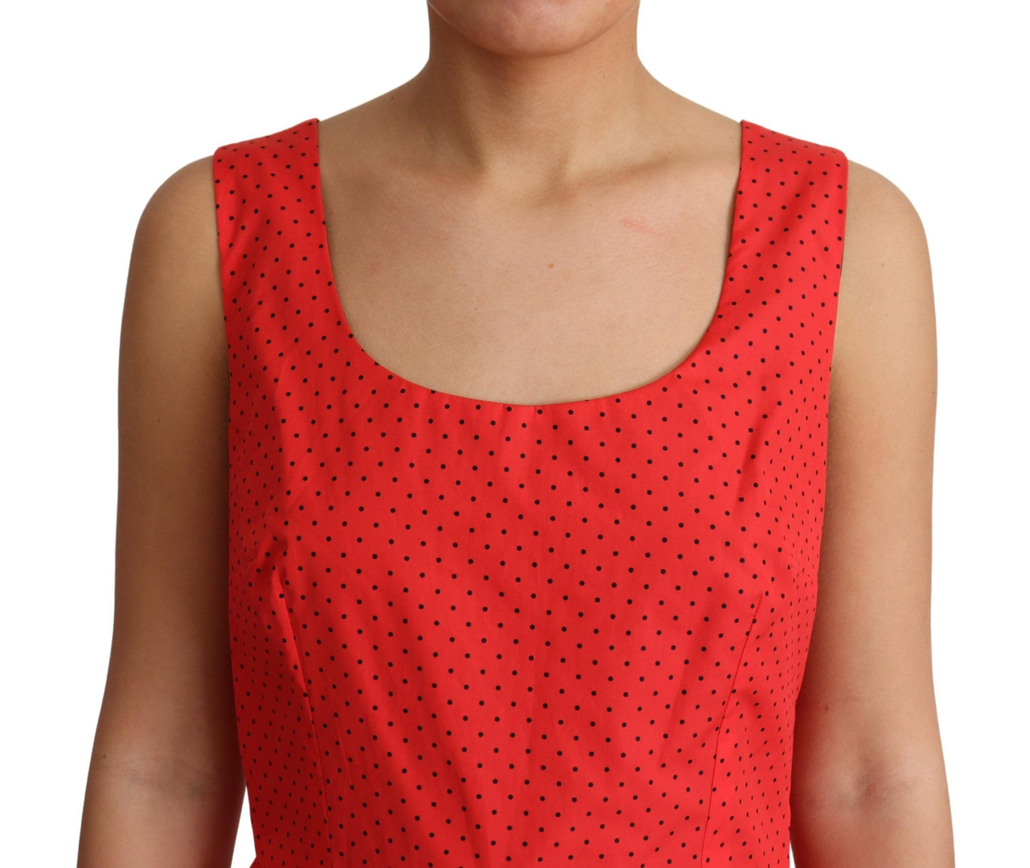 - Elegant Polka Dotted A-Line Sleeveless Dress
