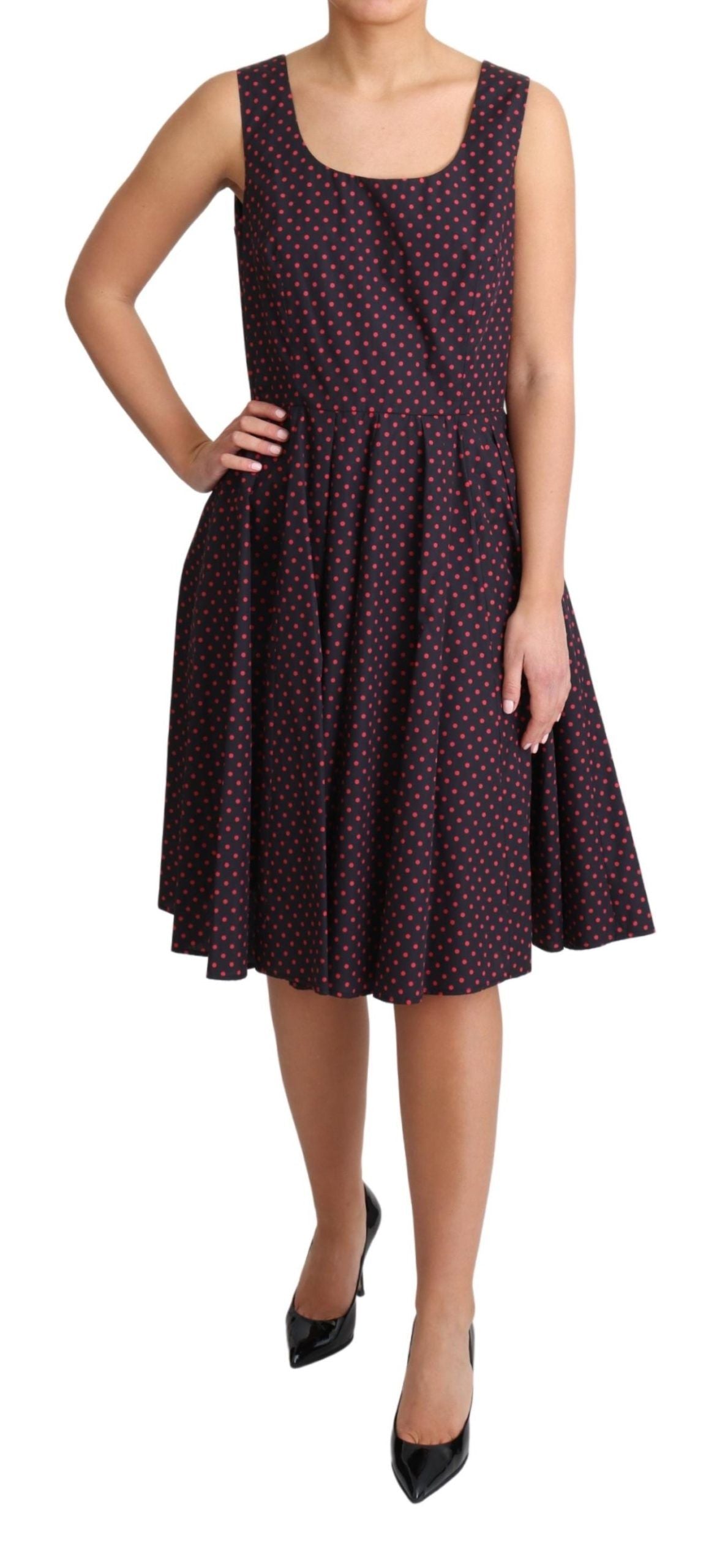 - Chic Polka Dotted A-Line Sleeveless Dress