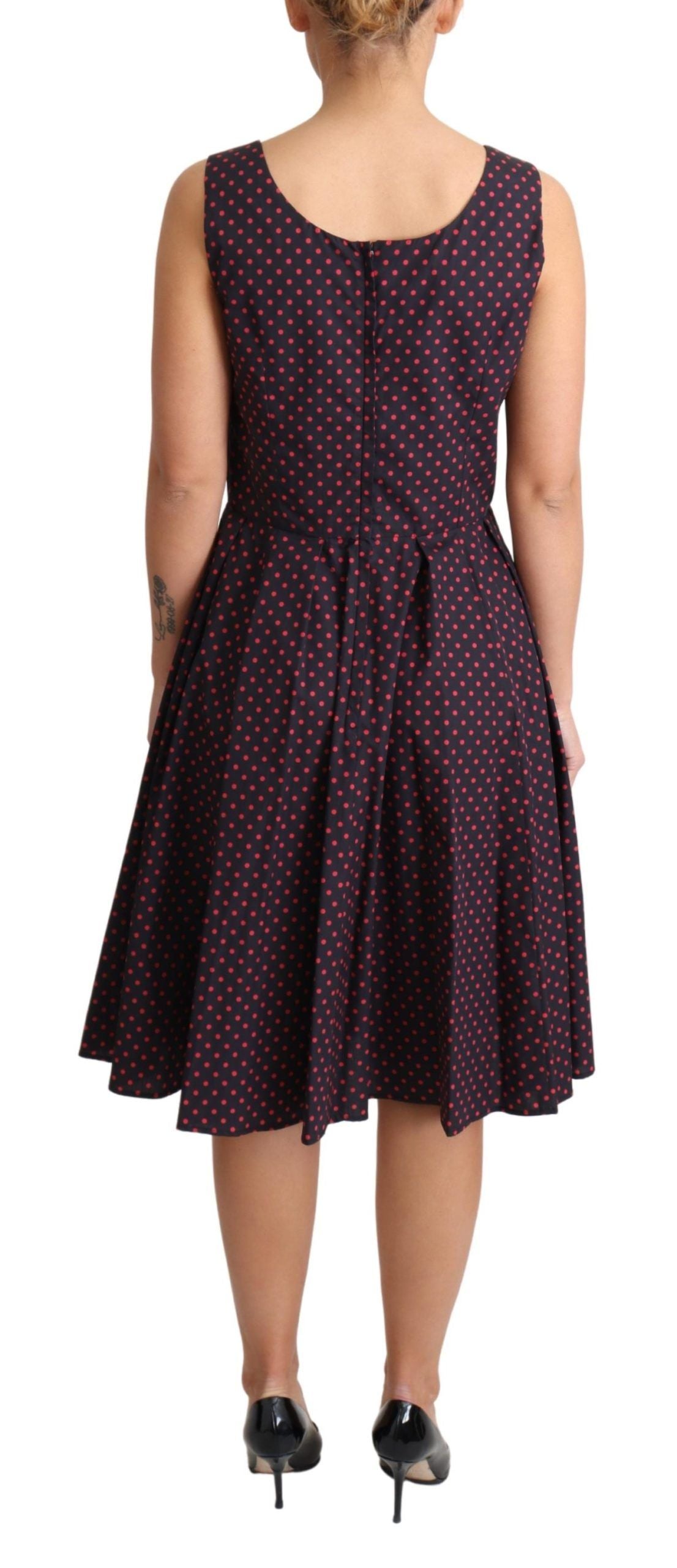 - Chic Polka Dotted A-Line Sleeveless Dress