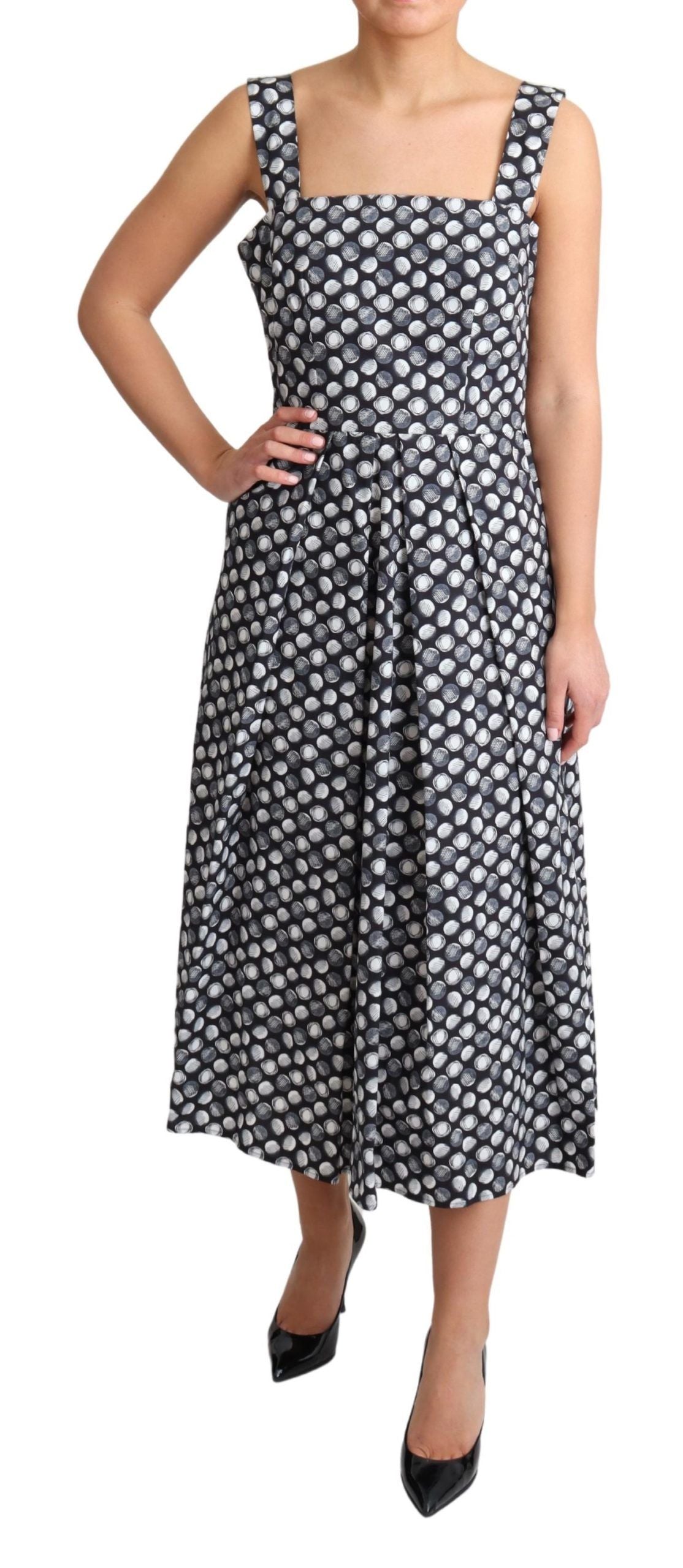 - Elegant Sleeveless Geometric Midi A-Line Dress