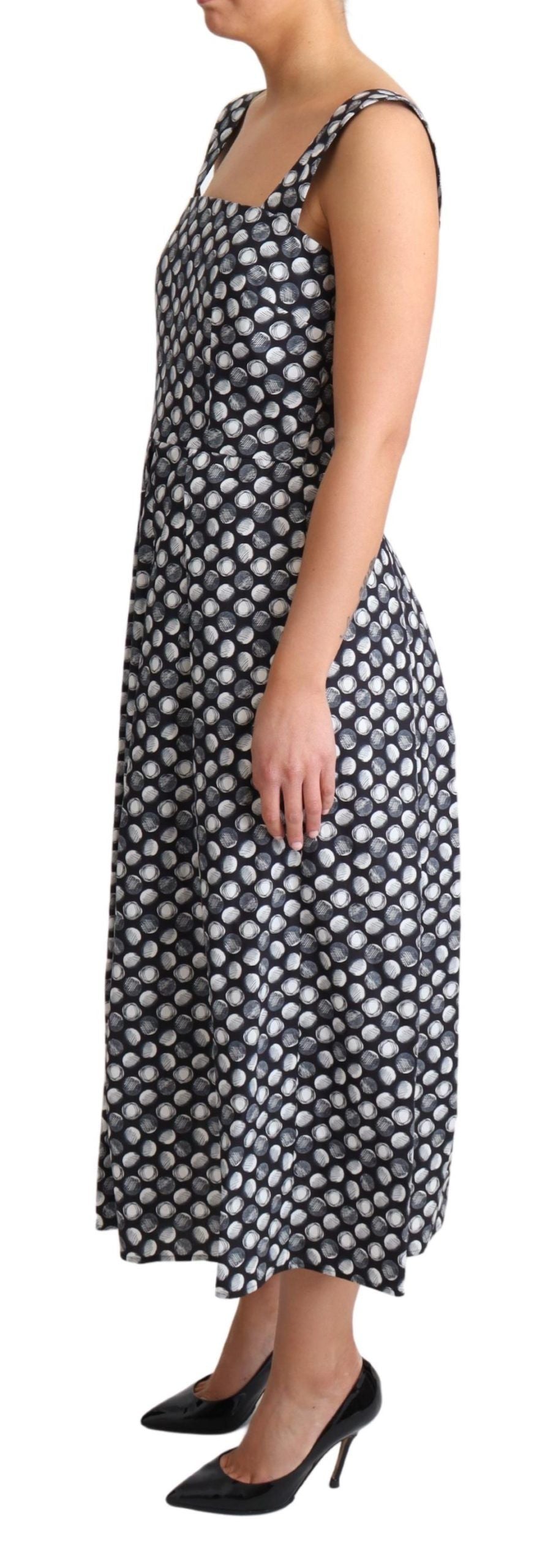 - Elegant Sleeveless Geometric Midi A-Line Dress