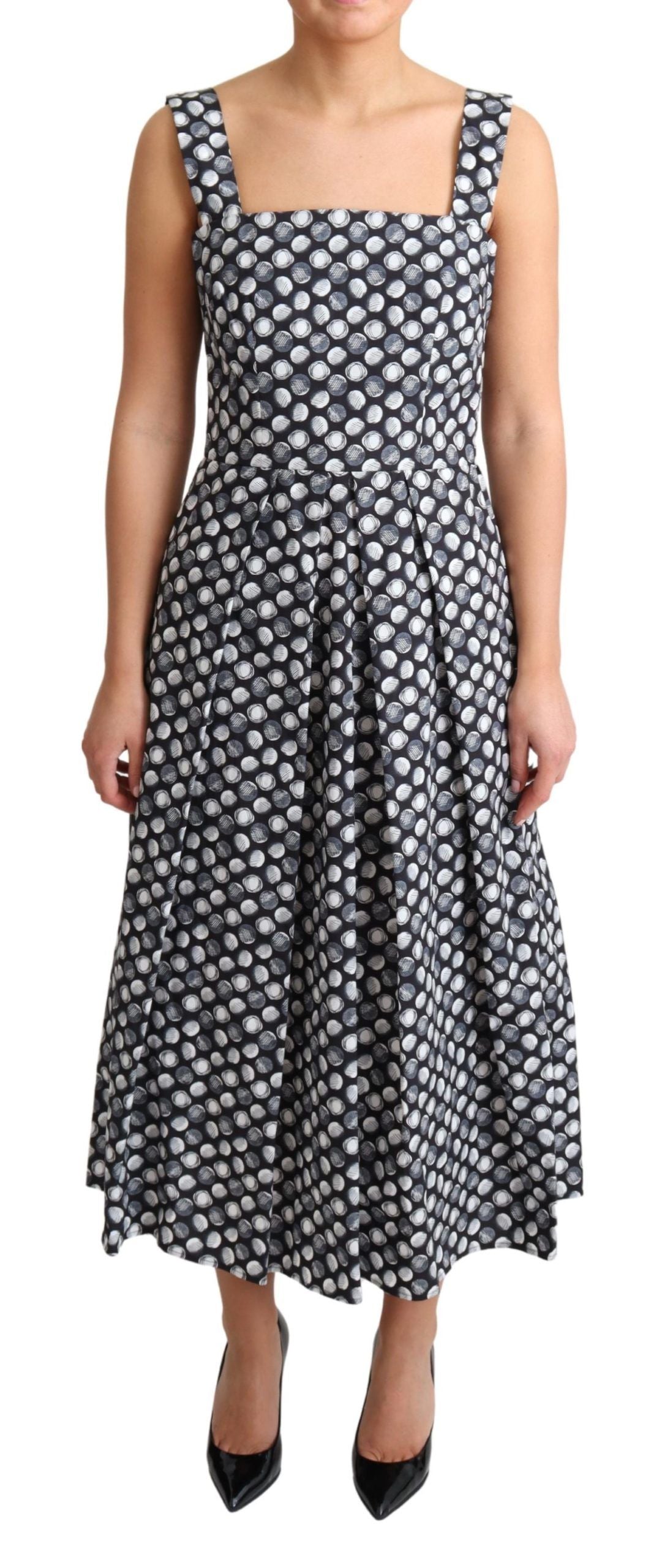 - Elegant Sleeveless Geometric Midi A-Line Dress