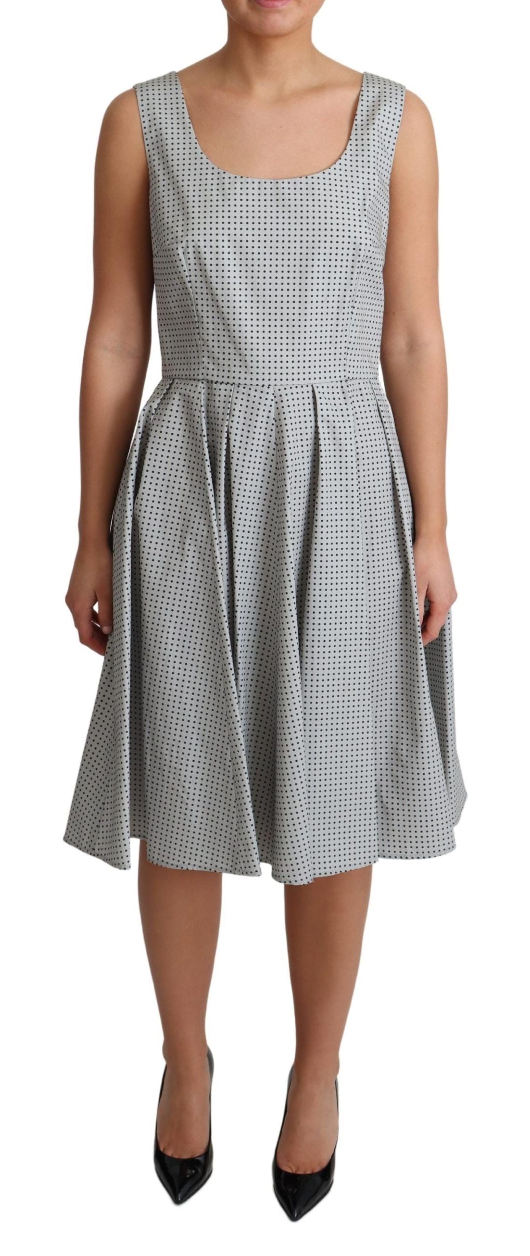 - Chic Polka Dotted Sleeveless A-Line Dress