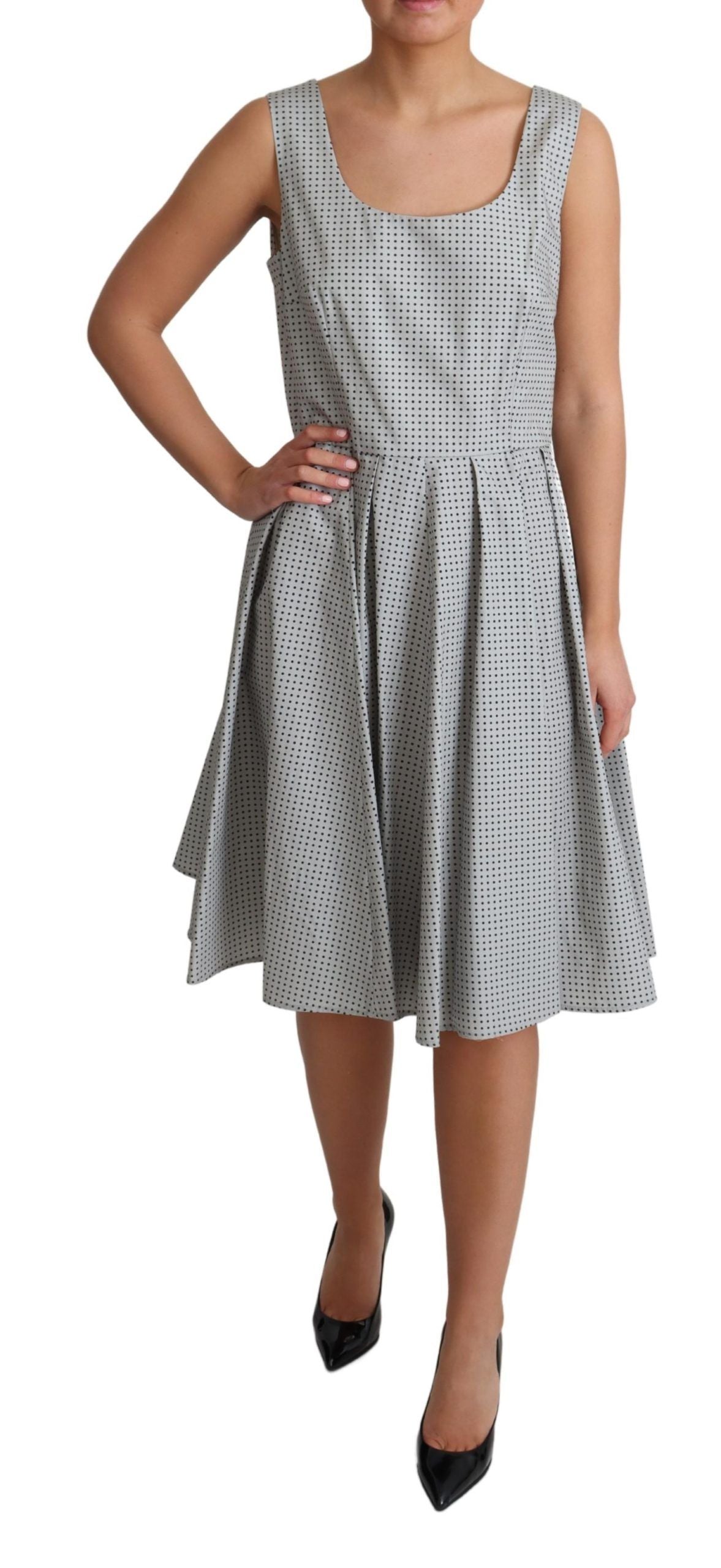 - Chic Polka Dotted Sleeveless A-Line Dress