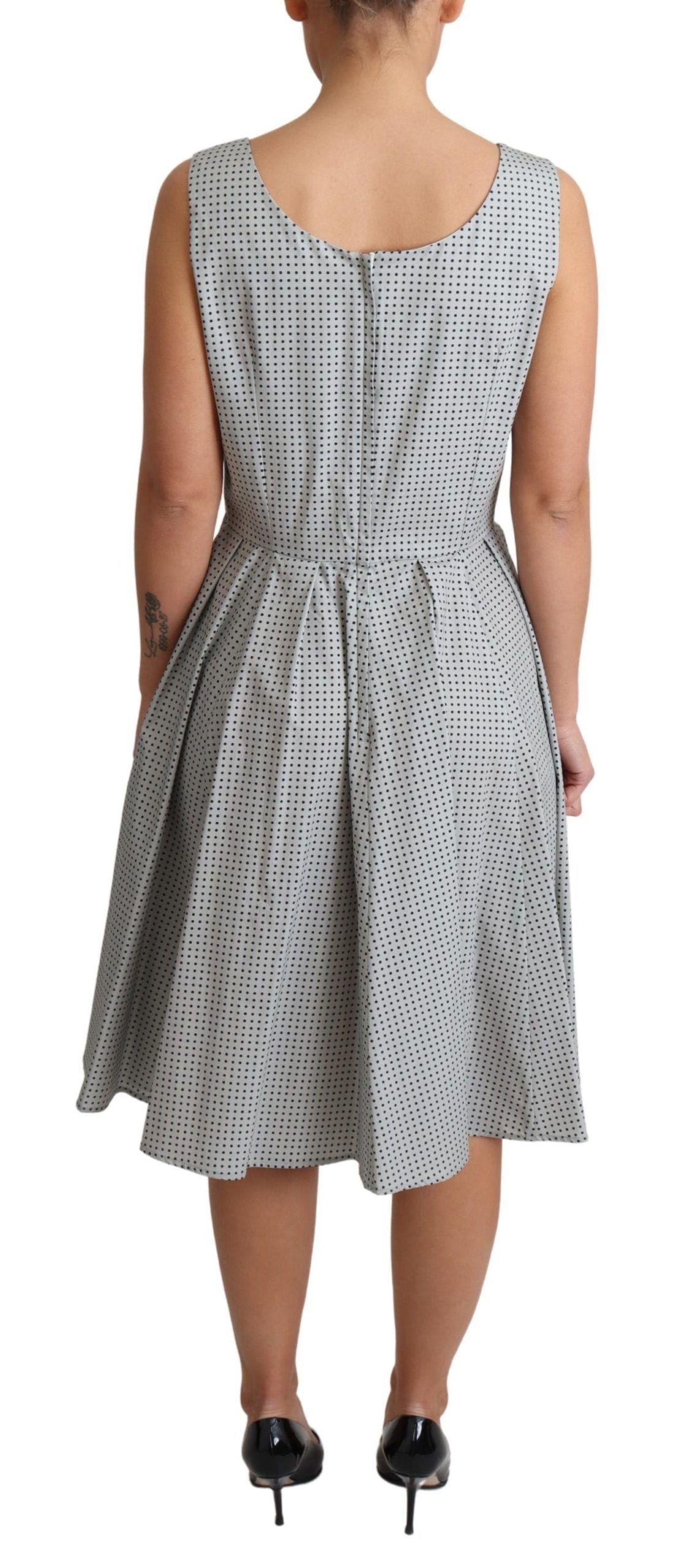 - Chic Polka Dotted Sleeveless A-Line Dress