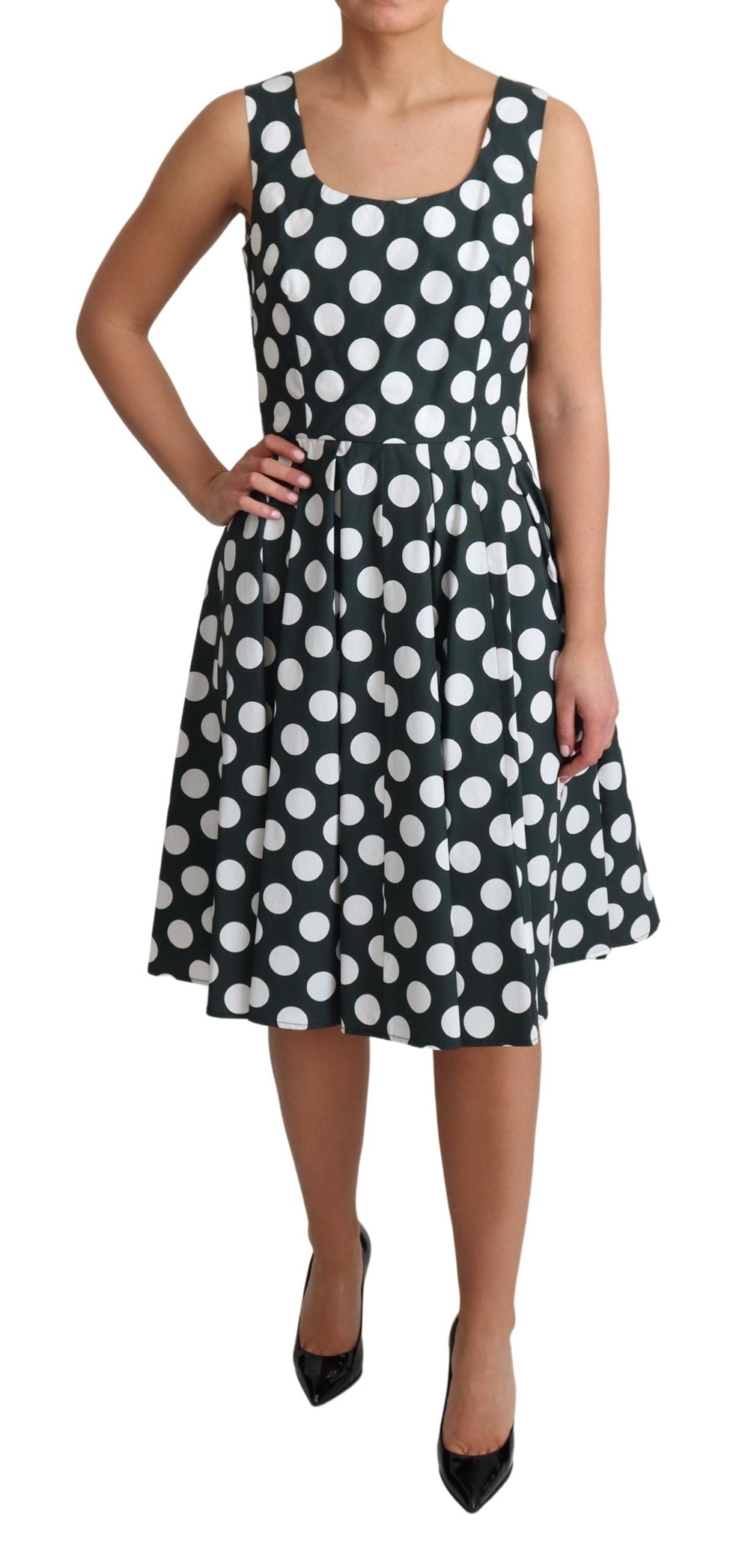 - Chic Polka Dot A-line Sleeveless Dress