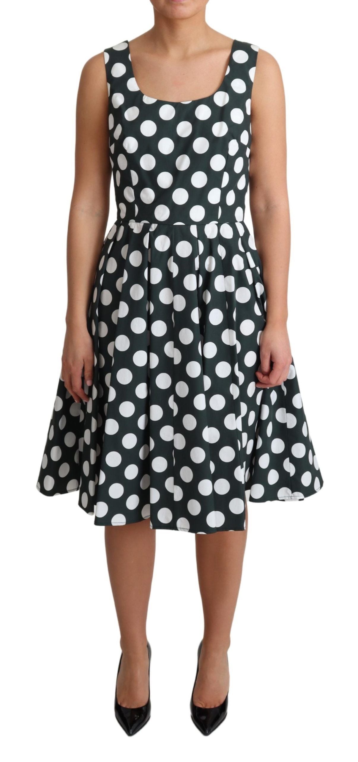 - Chic Polka Dot A-line Sleeveless Dress