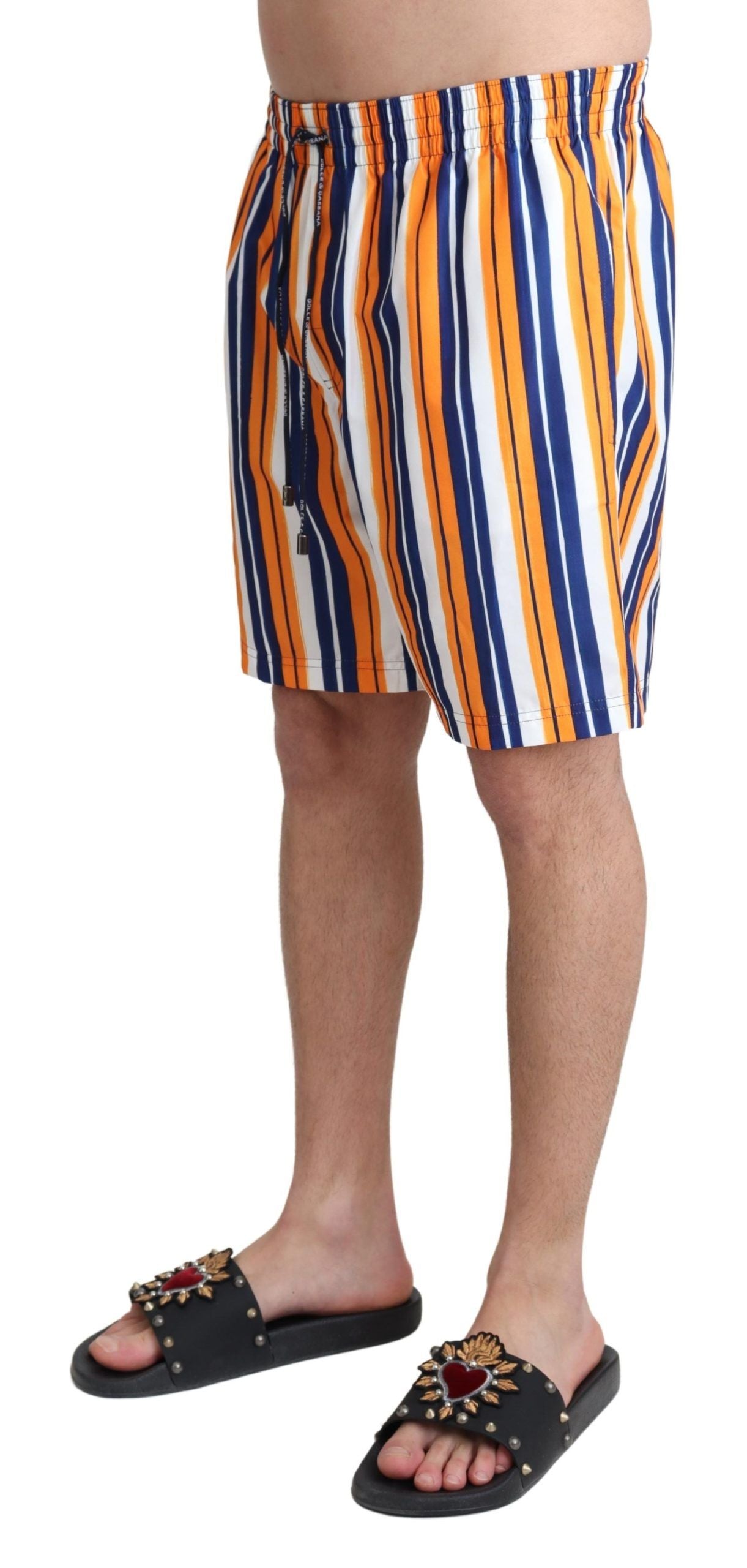 - Multicolor Striped Swim Shorts Trunks