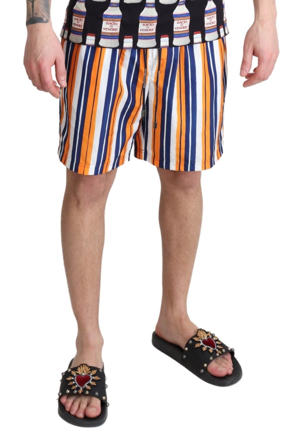 - Multicolor Striped Swim Shorts Trunks
