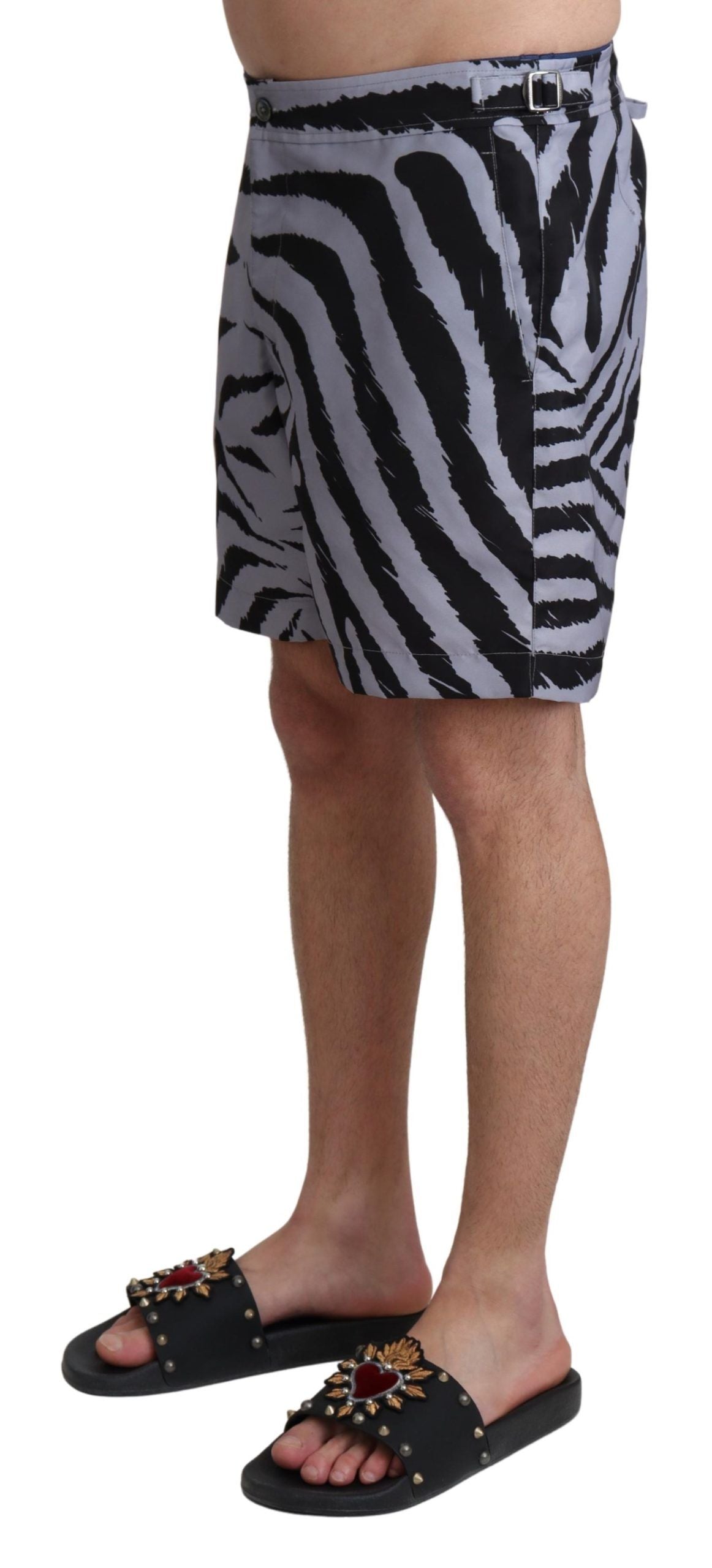 - Elegant Gray Zebra Print Swim Trunks