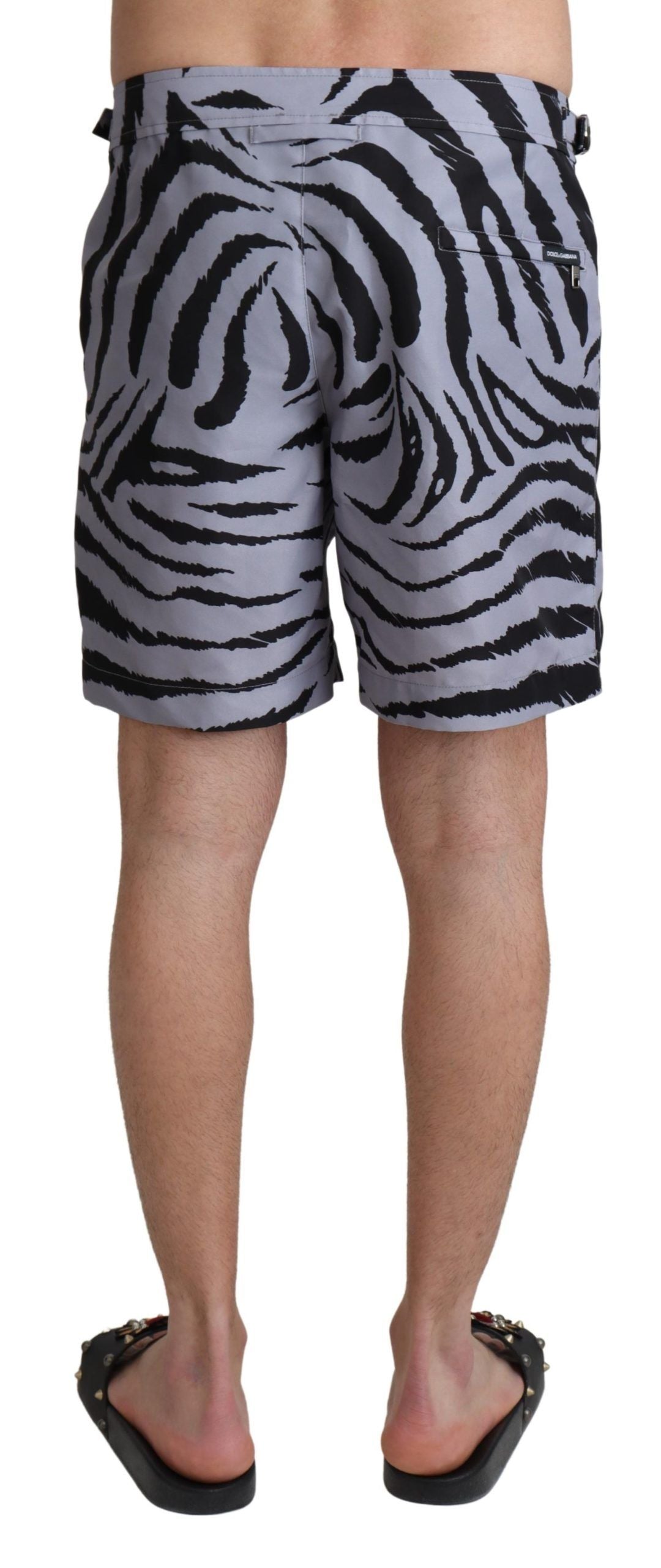 - Elegant Gray Zebra Print Swim Trunks