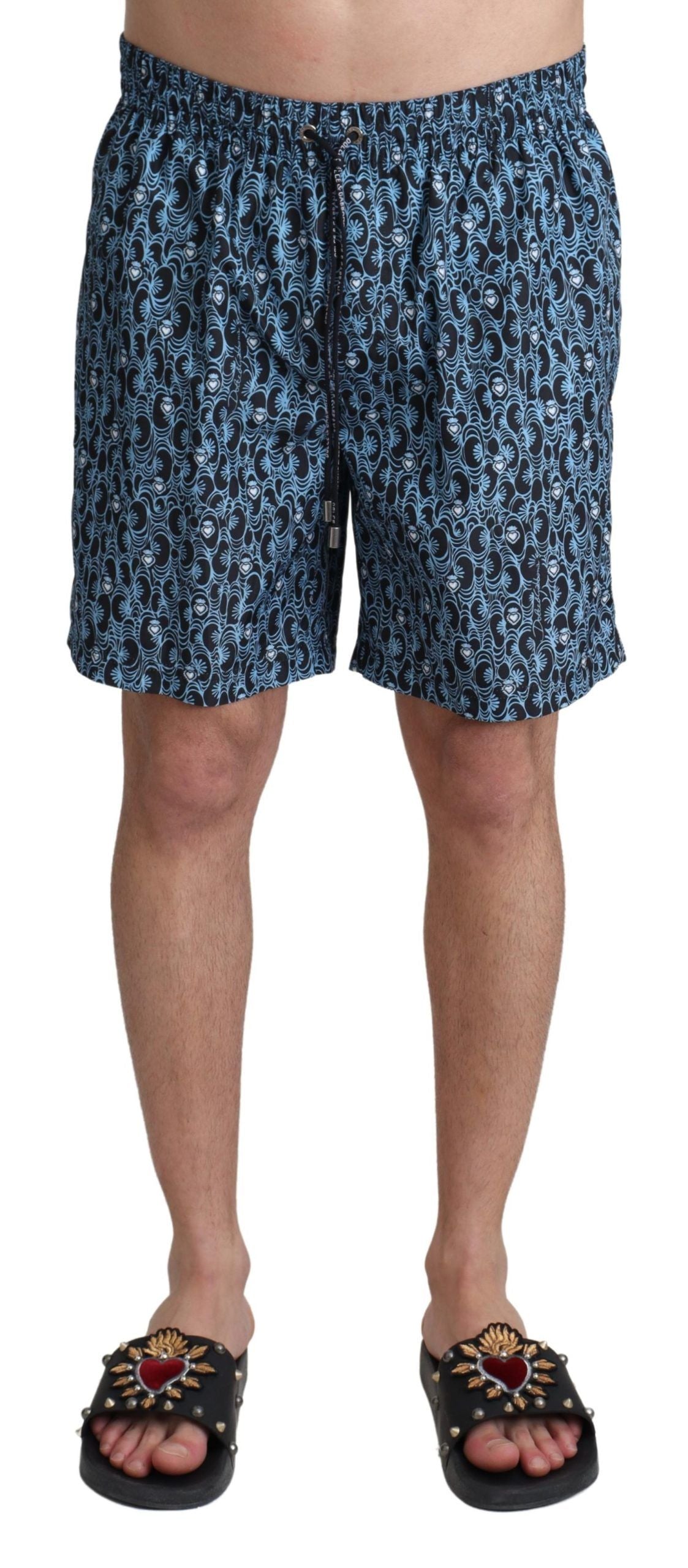 - Chic Blue Drawstring Swim Trunks
