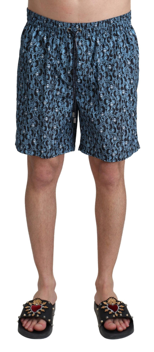 - Chic Blue Drawstring Swim Trunks
