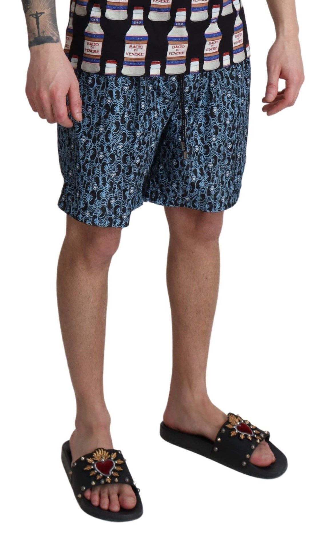 - Chic Blue Drawstring Swim Trunks