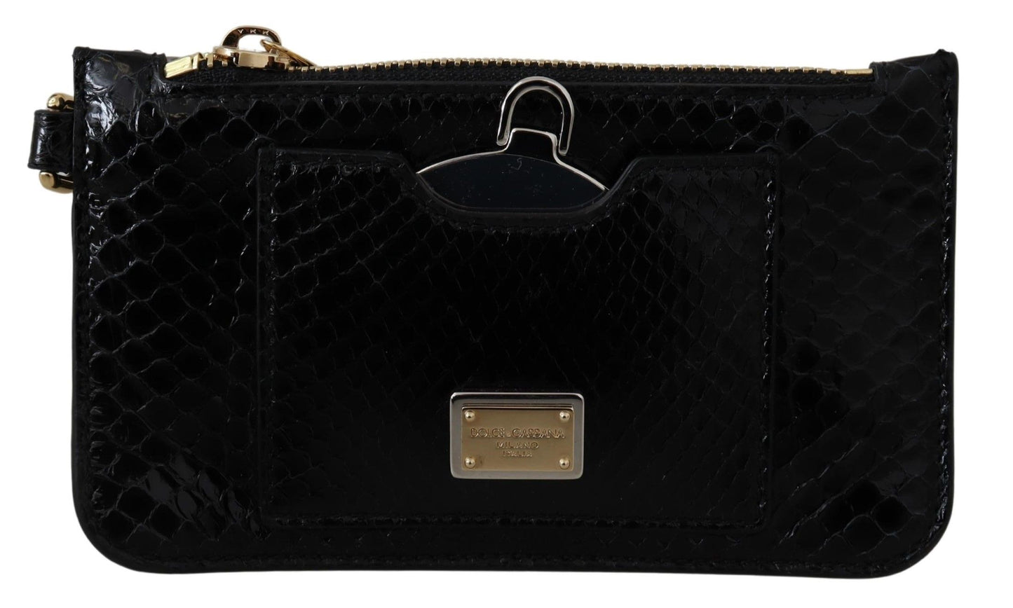 - Elegant Python Pattern Leather Wristlet Wallet