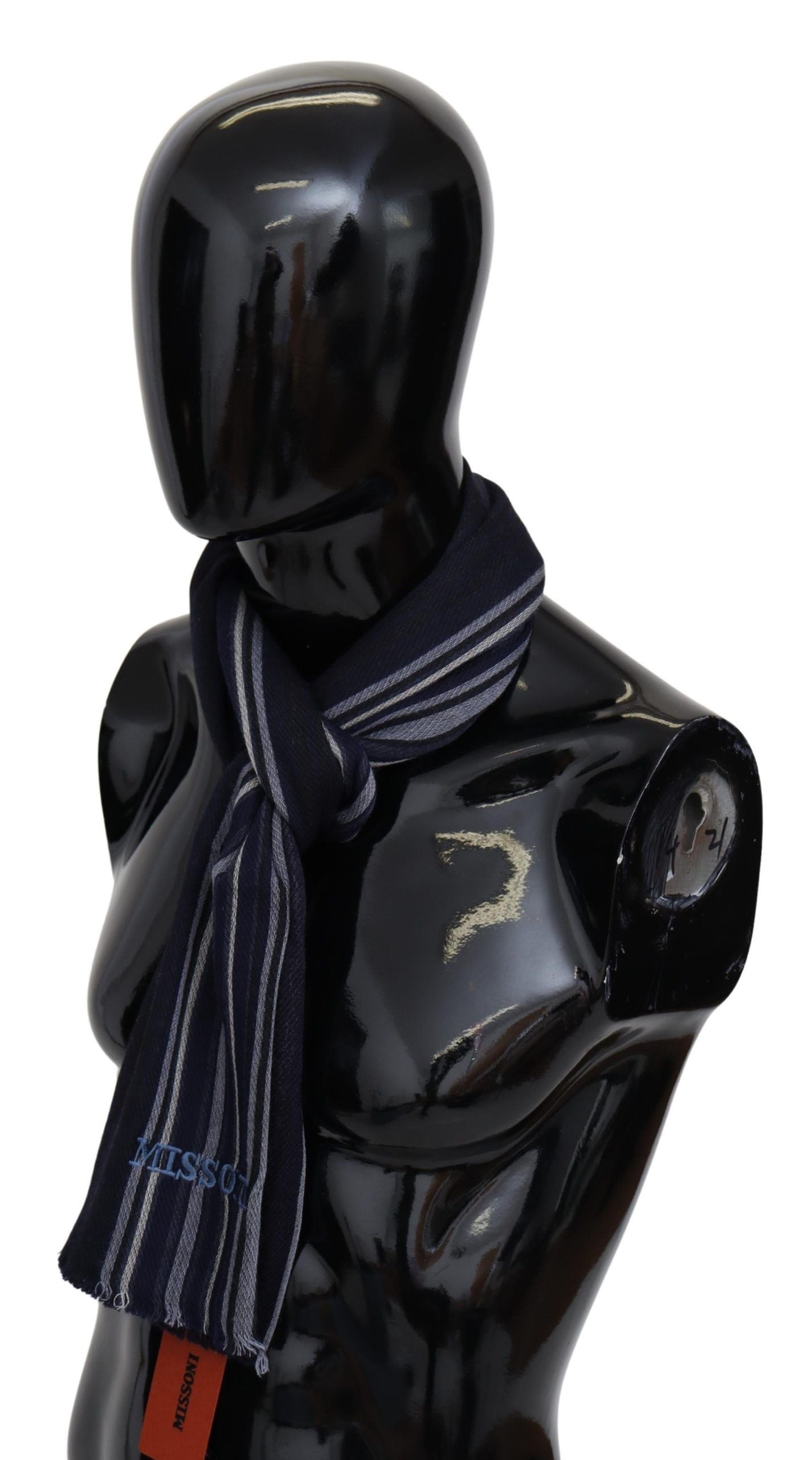 - Chic Multicolor Wool Silk Striped Scarf