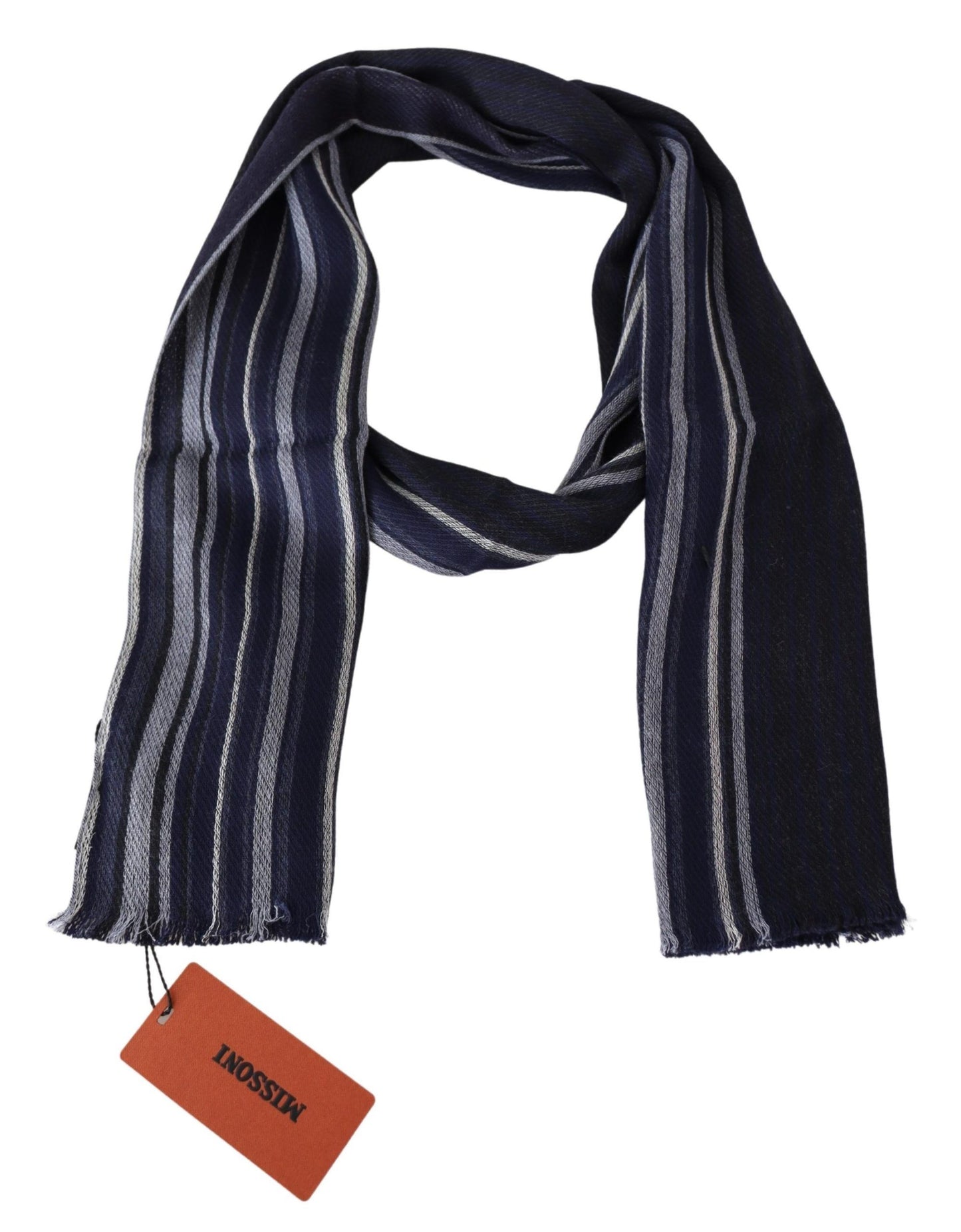 - Chic Multicolor Wool Silk Striped Scarf