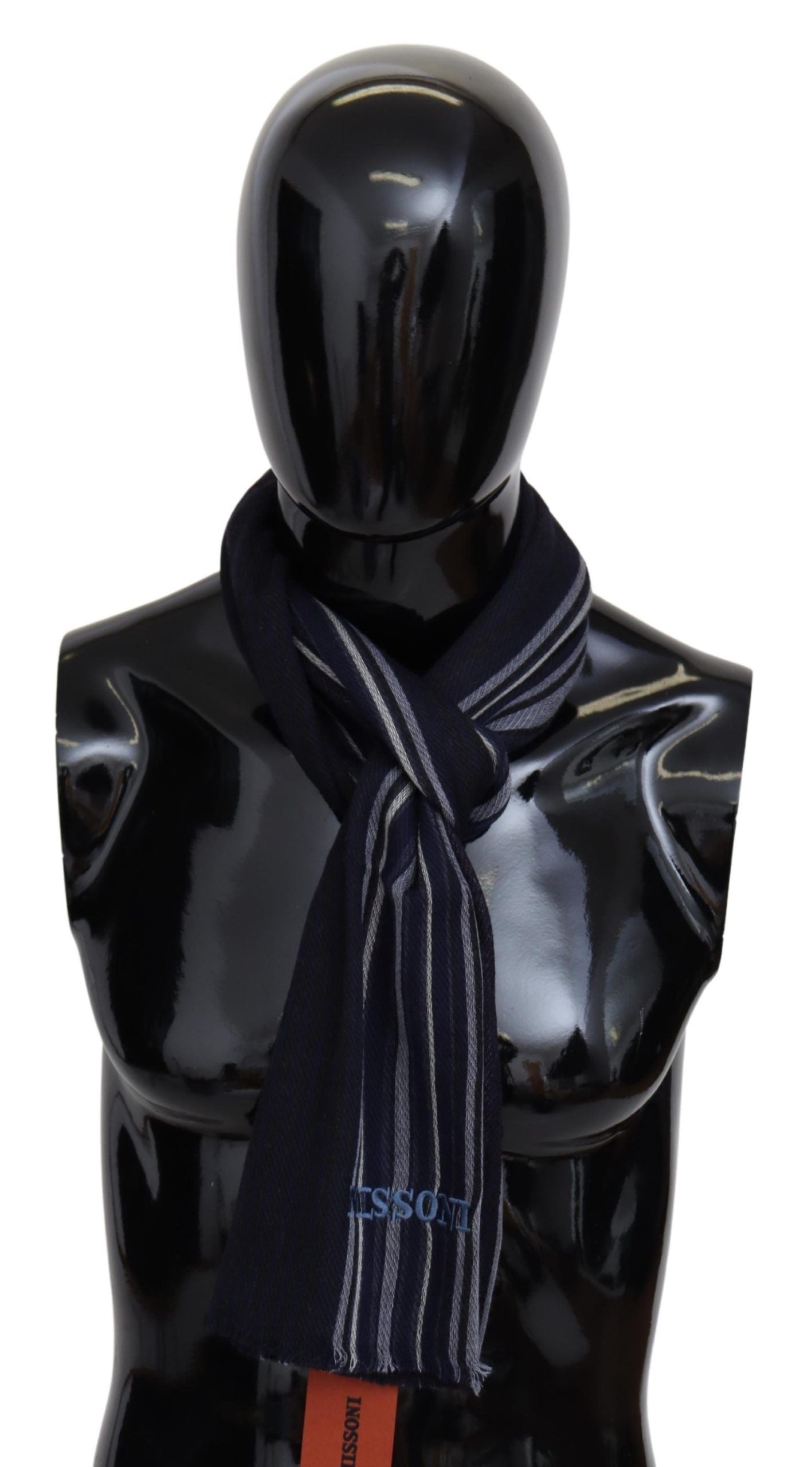 - Chic Multicolor Wool Silk Striped Scarf