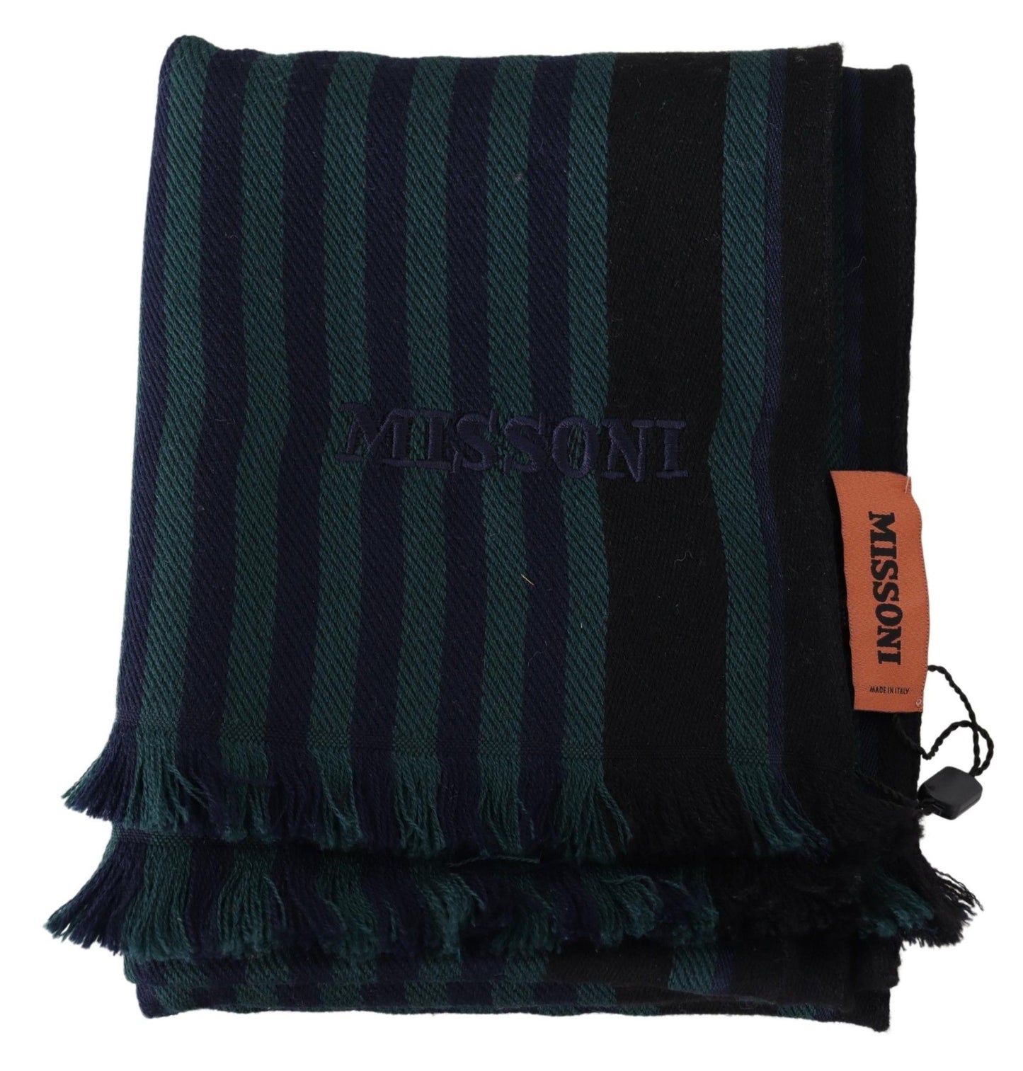 - Elegant Multicolor Wool Scarf with Fringes
