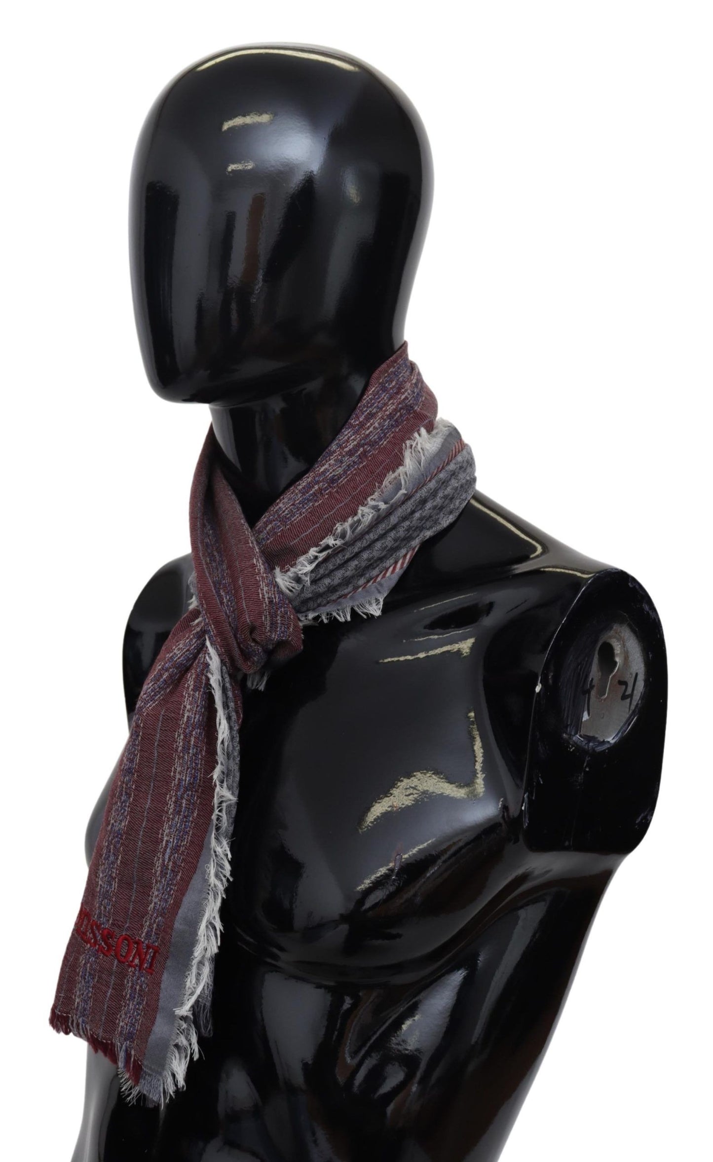 - Elegant Wool Striped Logo Scarf