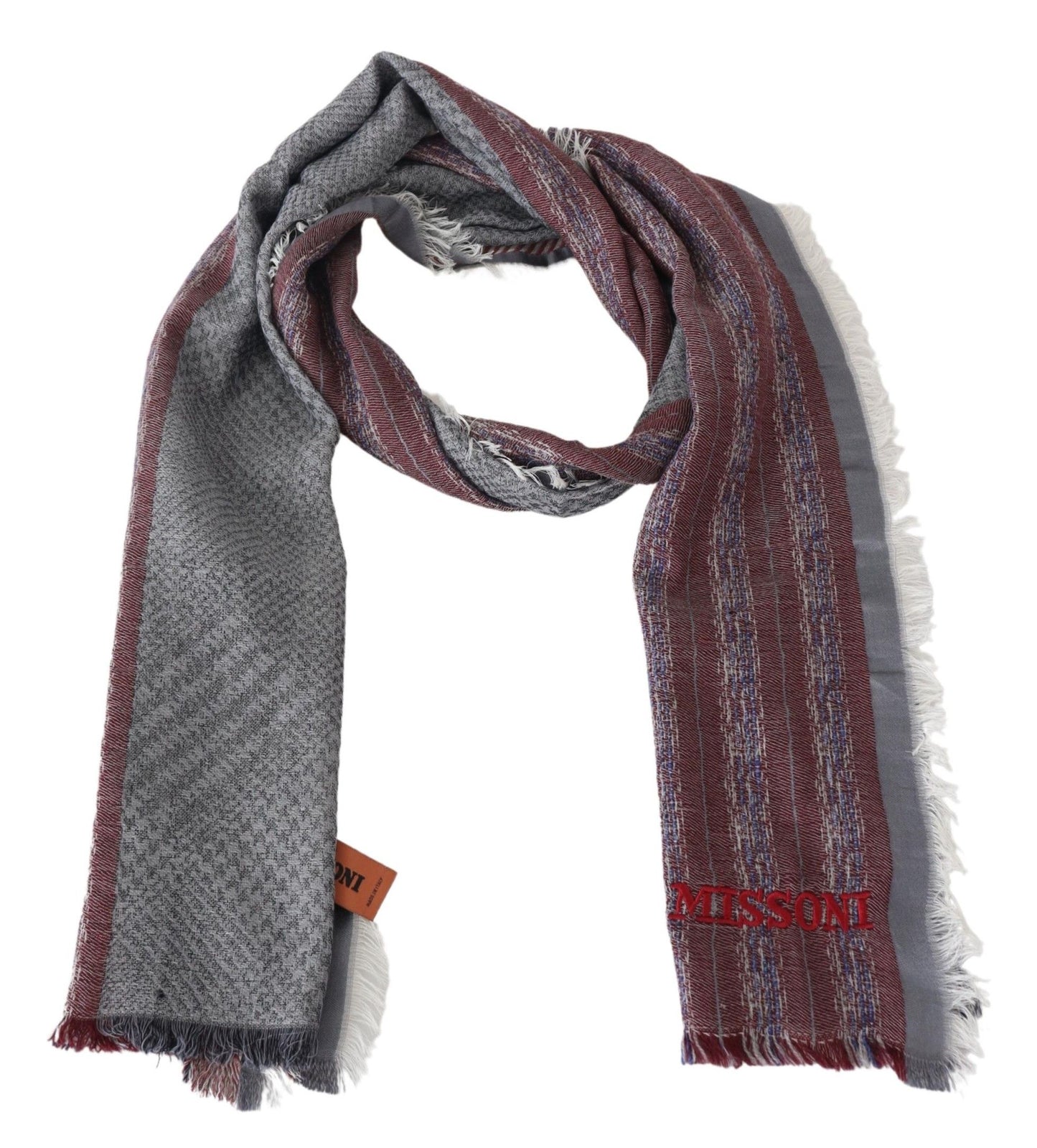 - Elegant Wool Striped Logo Scarf